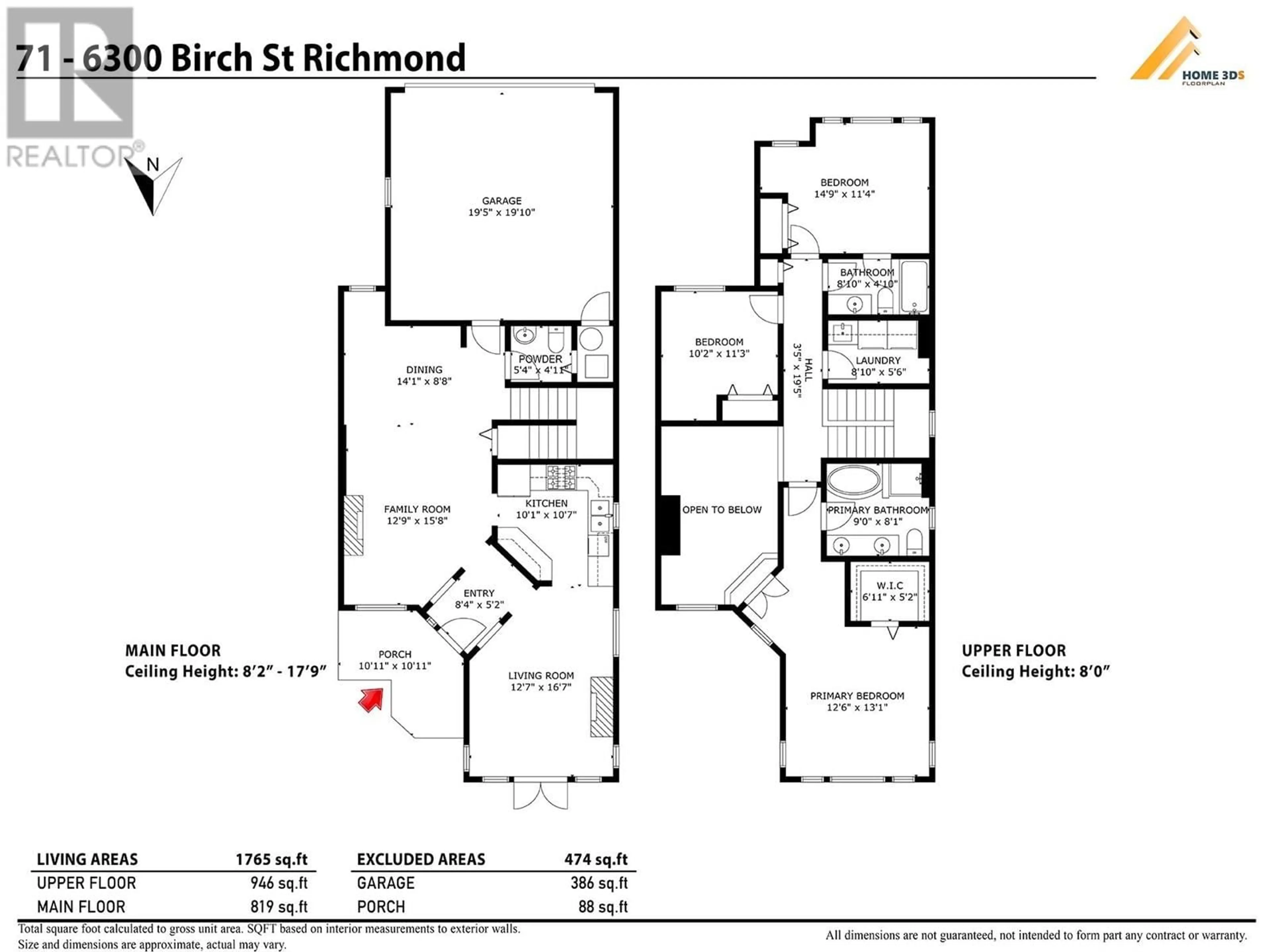 Floor plan for 71 - 6300 BIRCH STREET, Richmond British Columbia V6Y4K3