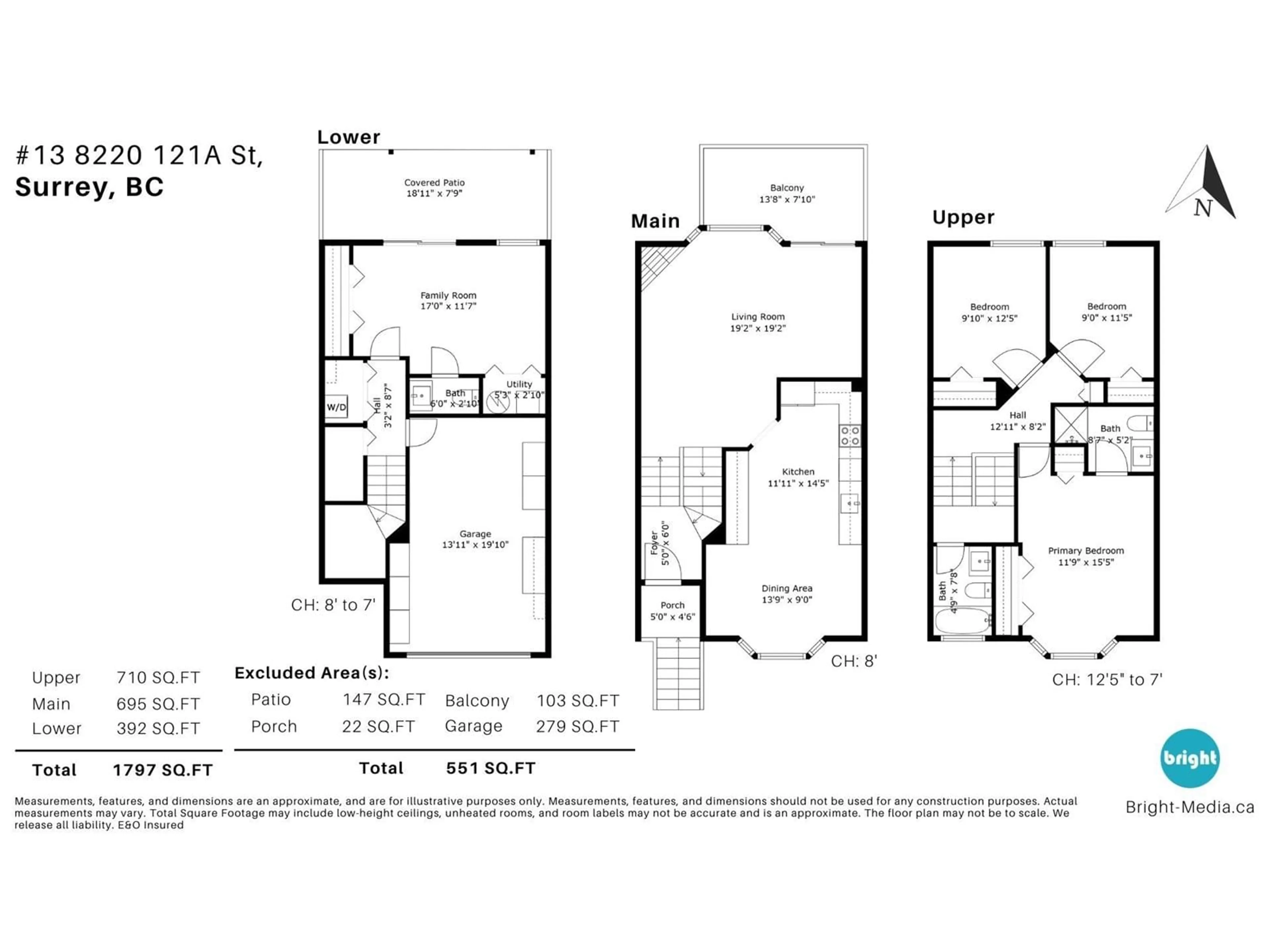 Floor plan for 13 - 8220 121A, Surrey British Columbia V3W0G4
