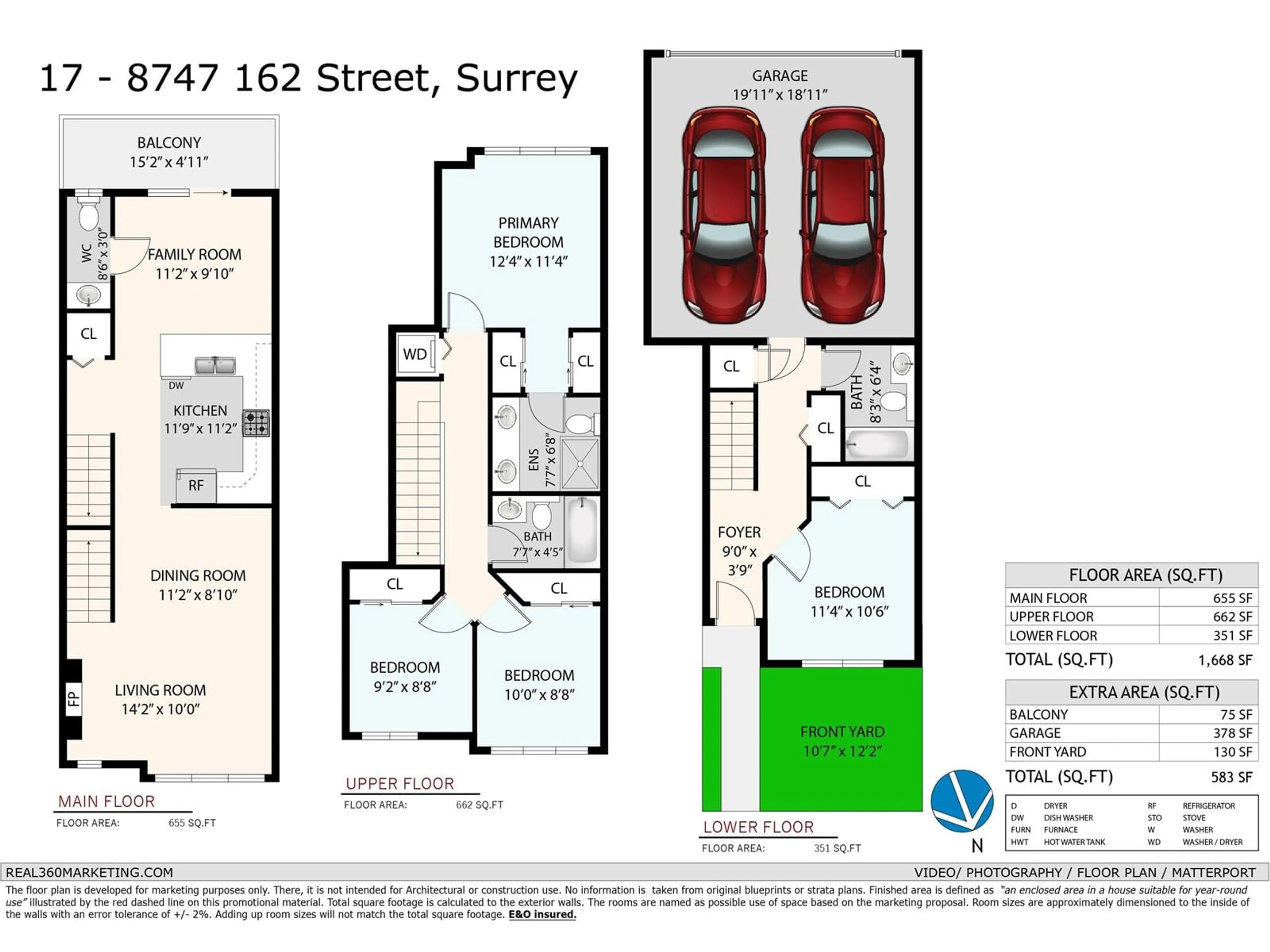 Floor plan for 17 - 8747 162, Surrey British Columbia V4N6R1