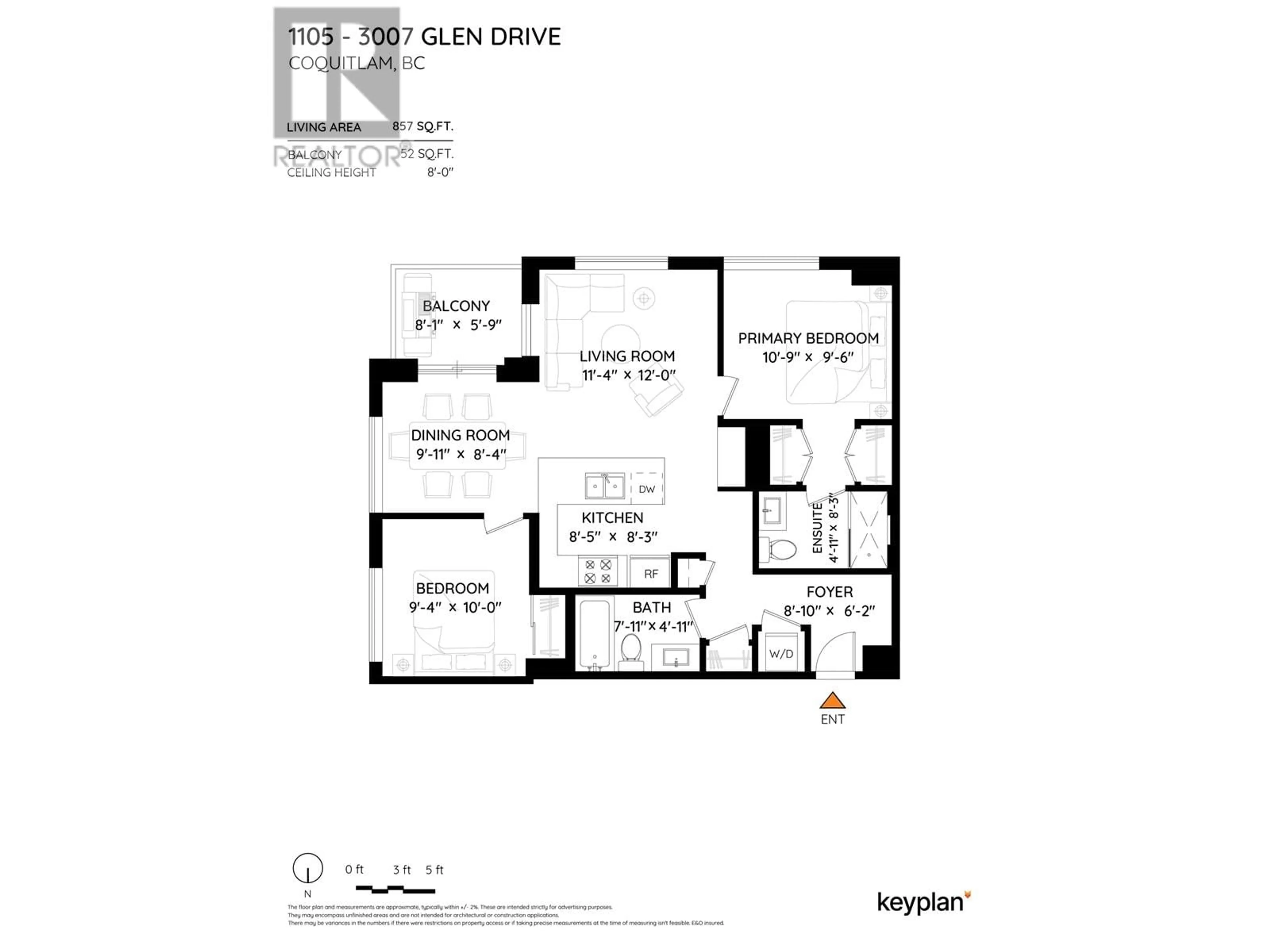 Floor plan for 1105 - 3007 GLEN DRIVE, Coquitlam British Columbia V3B0L8