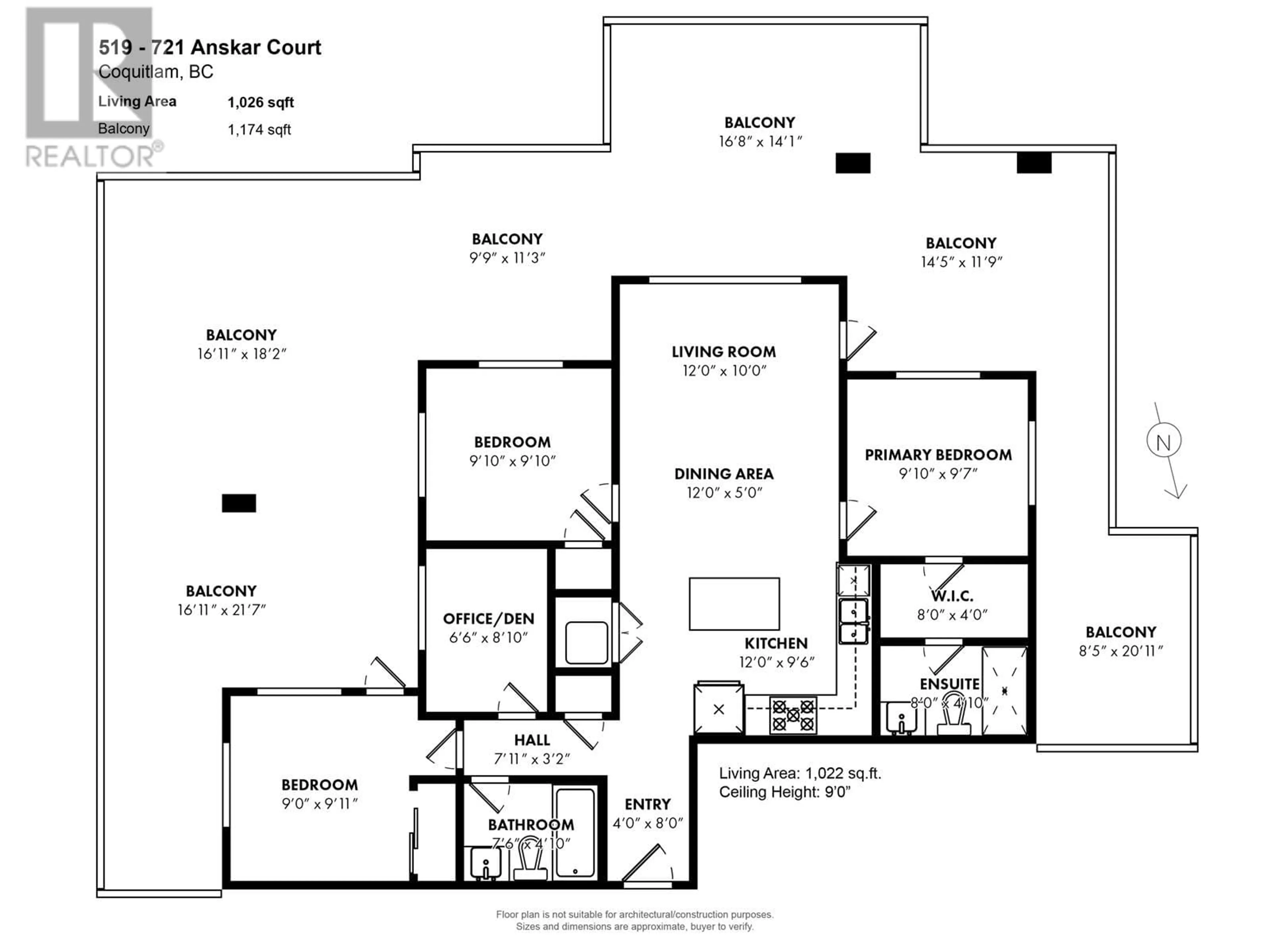 Floor plan for 519 - 721 ANSKAR COURT, Coquitlam British Columbia V3J0L4