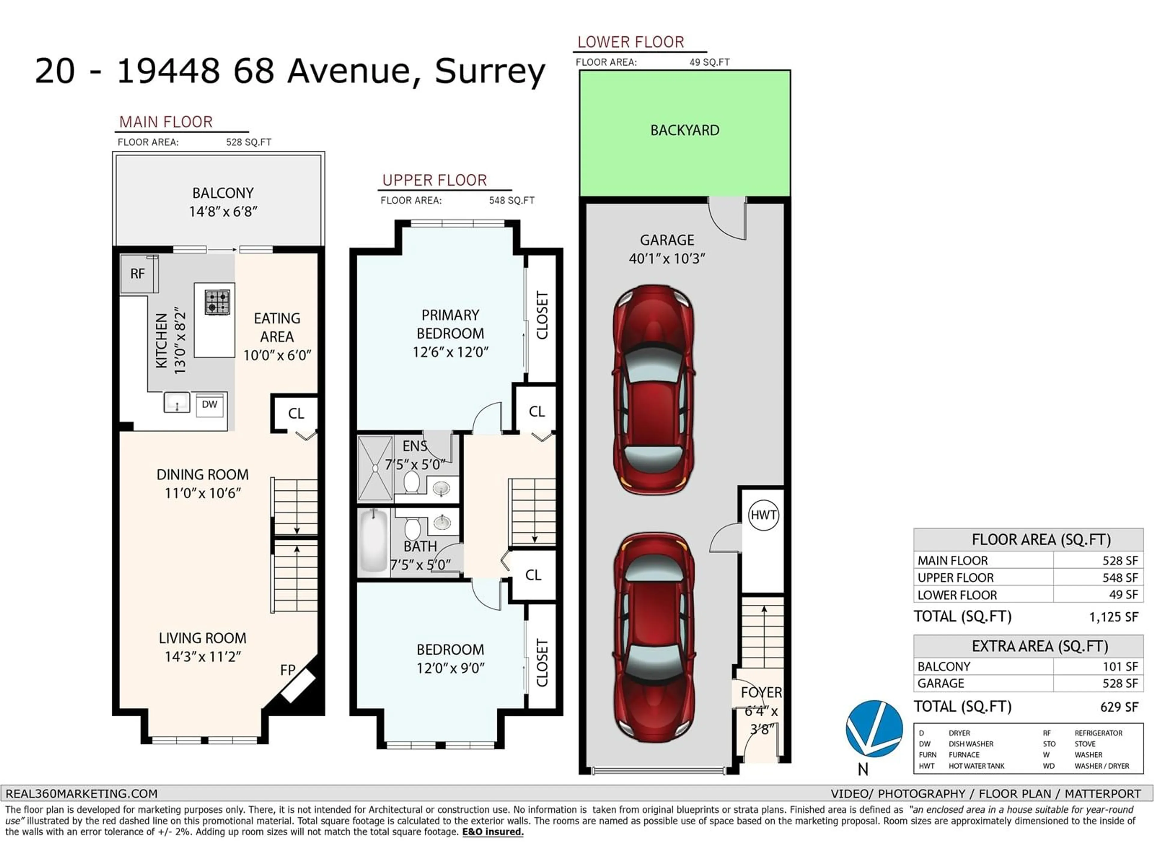 Floor plan for 20 - 19448 68, Surrey British Columbia V4N5V5