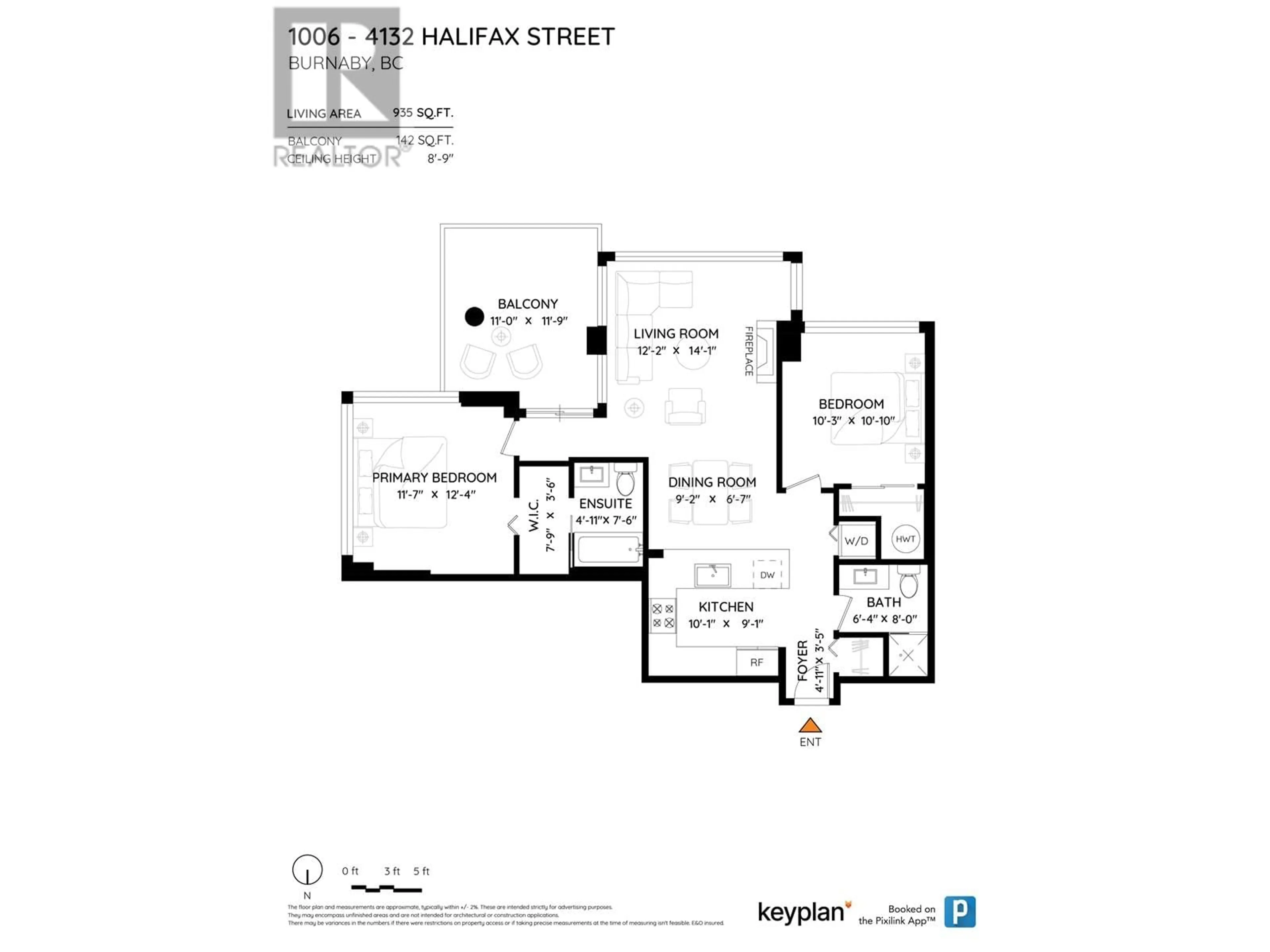 Floor plan for 1006 - 4132 HALIFAX STREET, Burnaby British Columbia V5C6V1