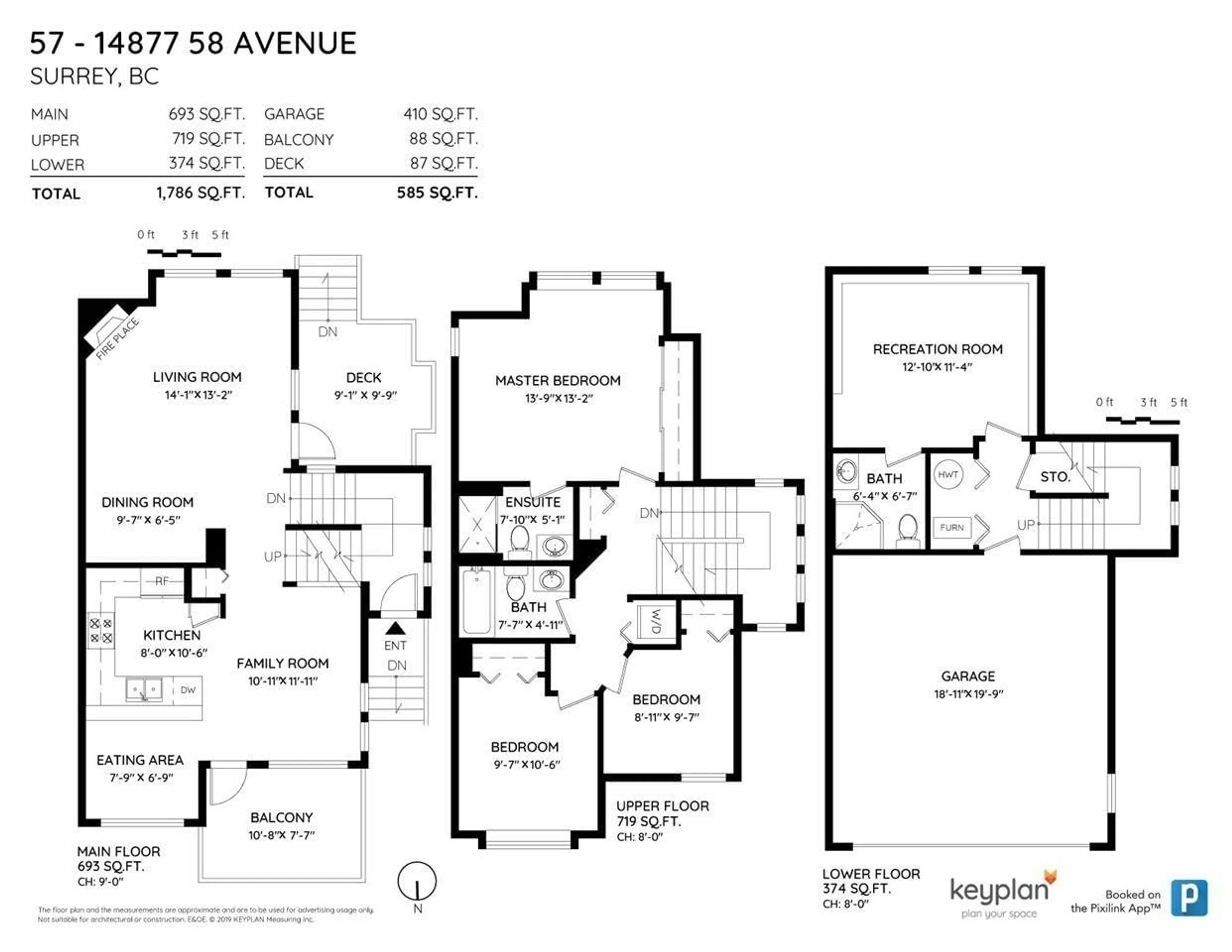 Floor plan for 57 - 14877 58, Surrey British Columbia V3S8Y9