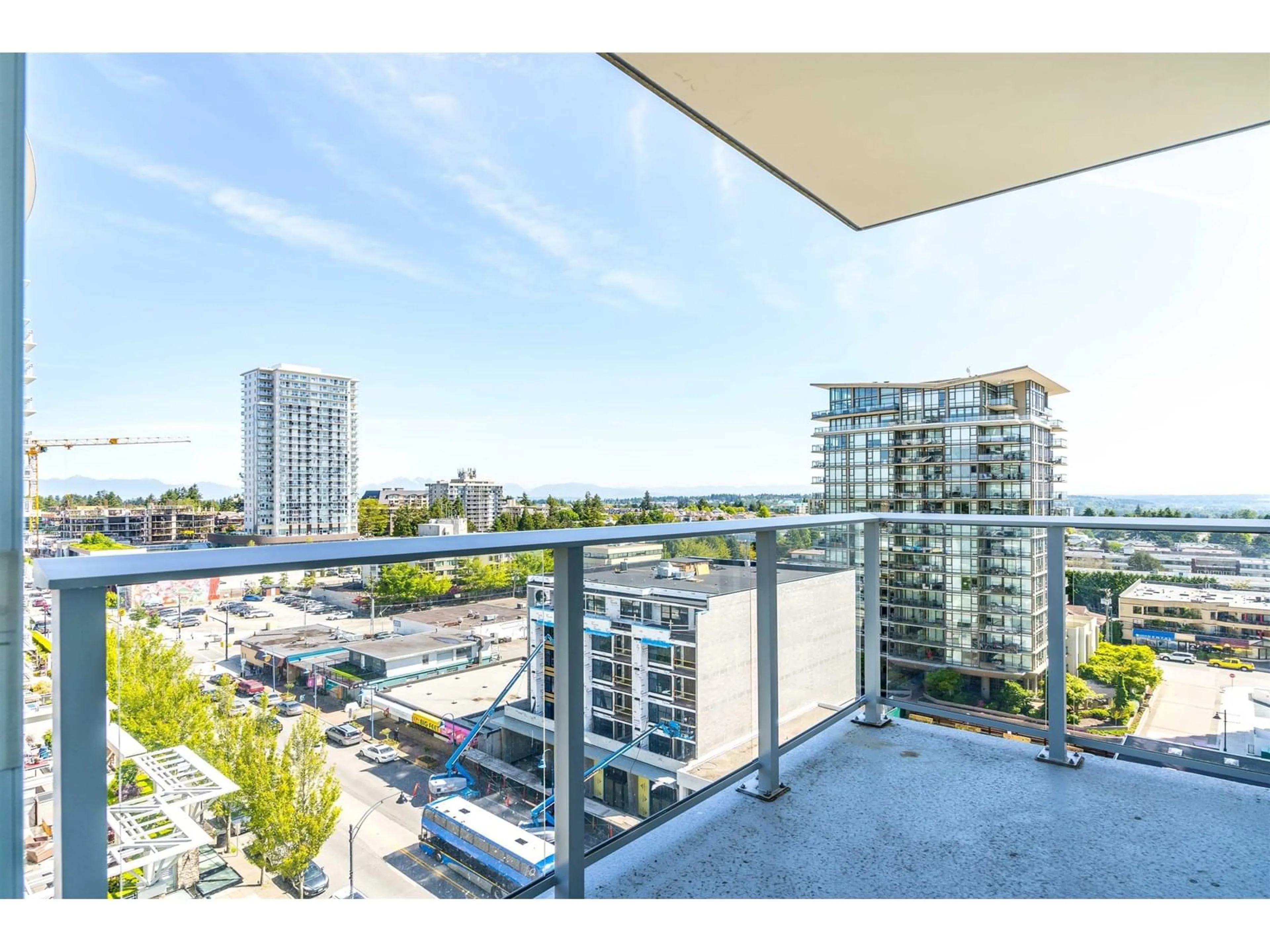 Balcony in the apartment, city buildings view from balcony for 1202 - 1441 JOHNSTON, Surrey British Columbia V4B3Z4