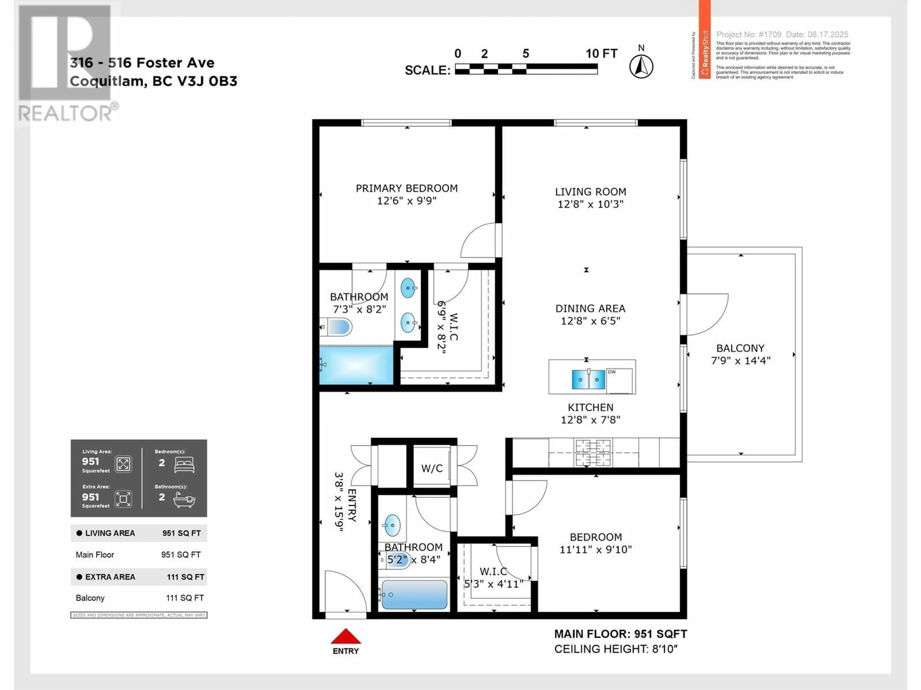 Floor plan for 316 - 516 FOSTER AVENUE, Coquitlam British Columbia V3J0H8