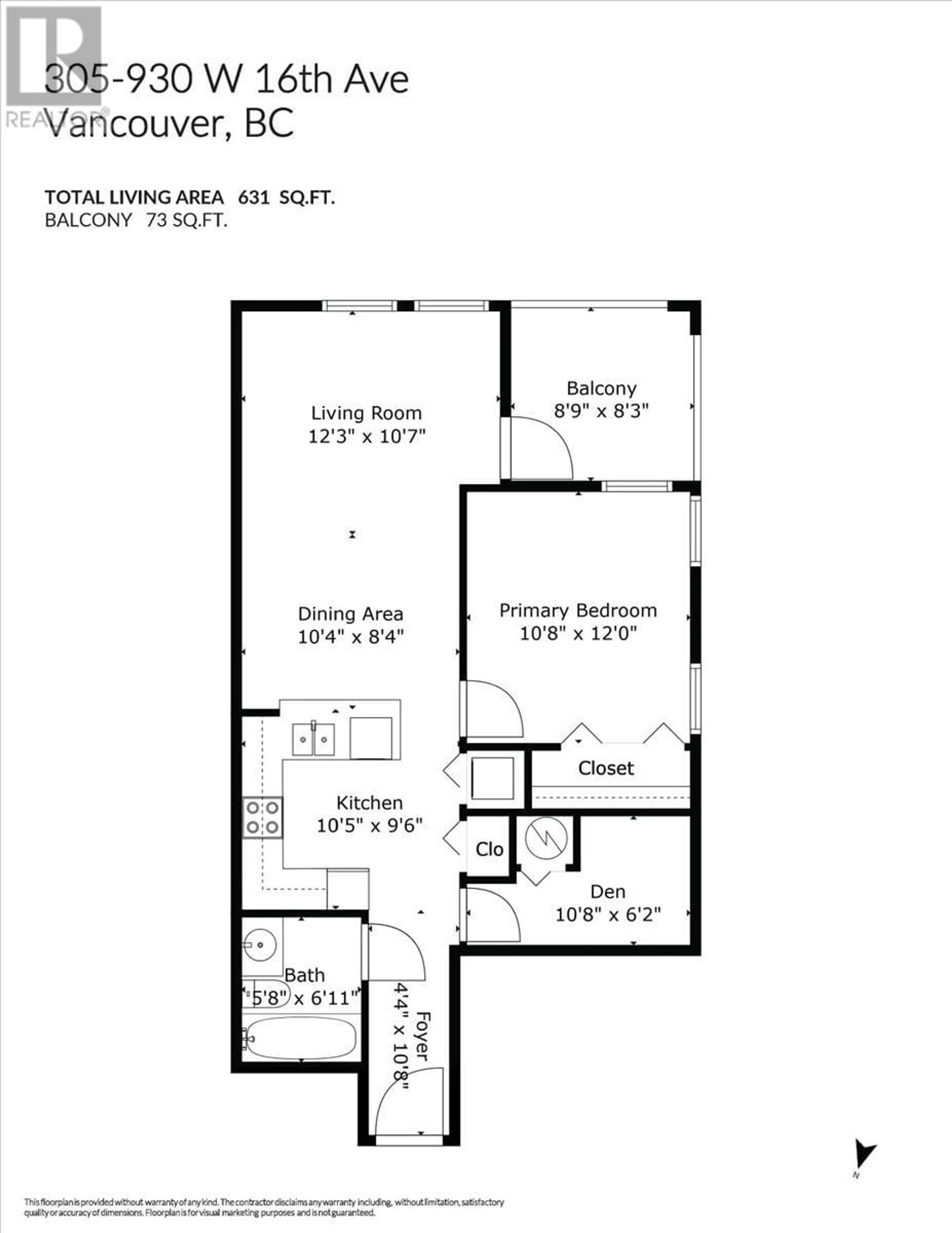 Floor plan for 305 - 930 16TH AVENUE, Vancouver British Columbia V5Z1T2