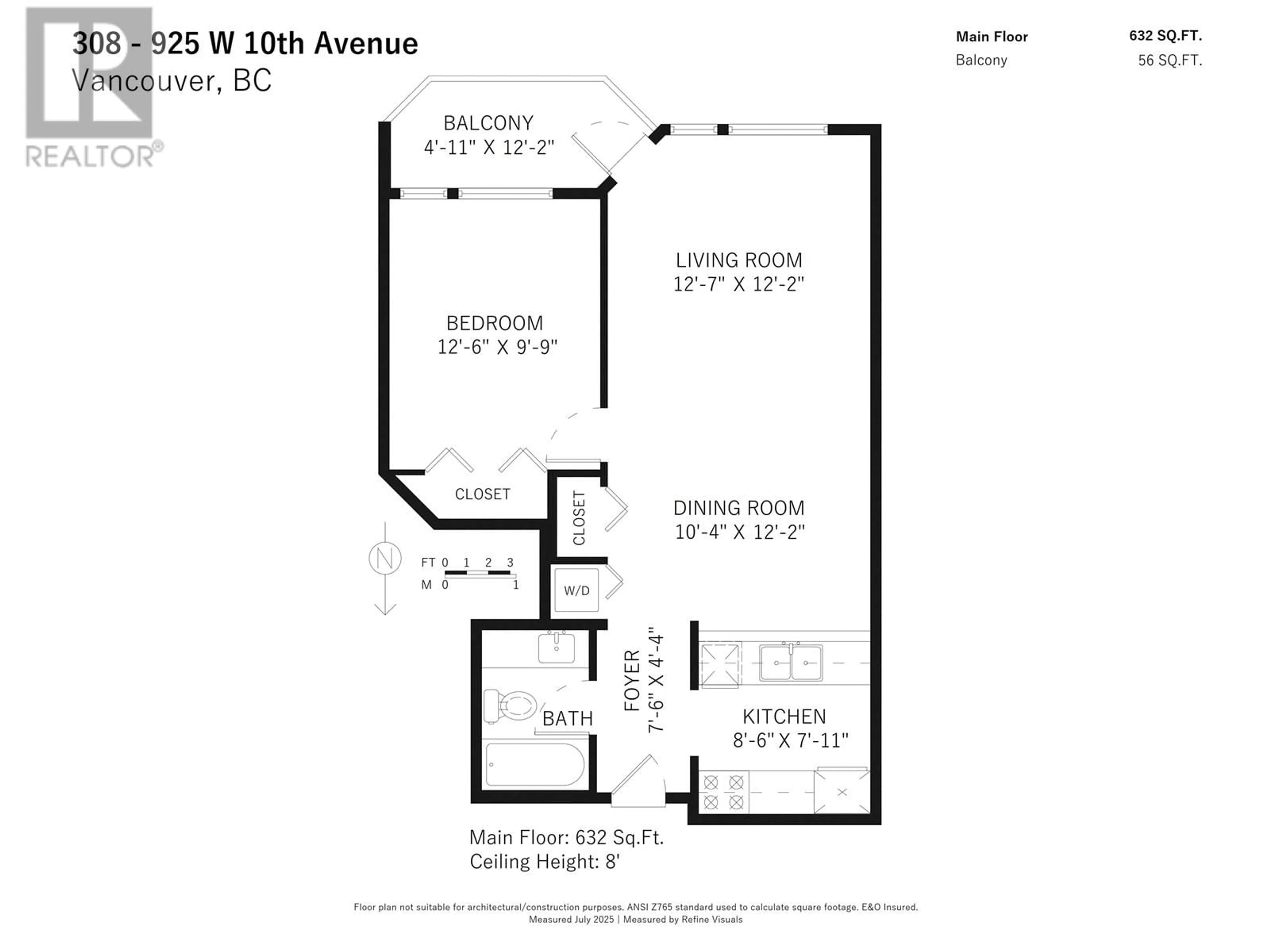 Floor plan for 308 - 925 10TH AVENUE, Vancouver British Columbia V5Z1L9