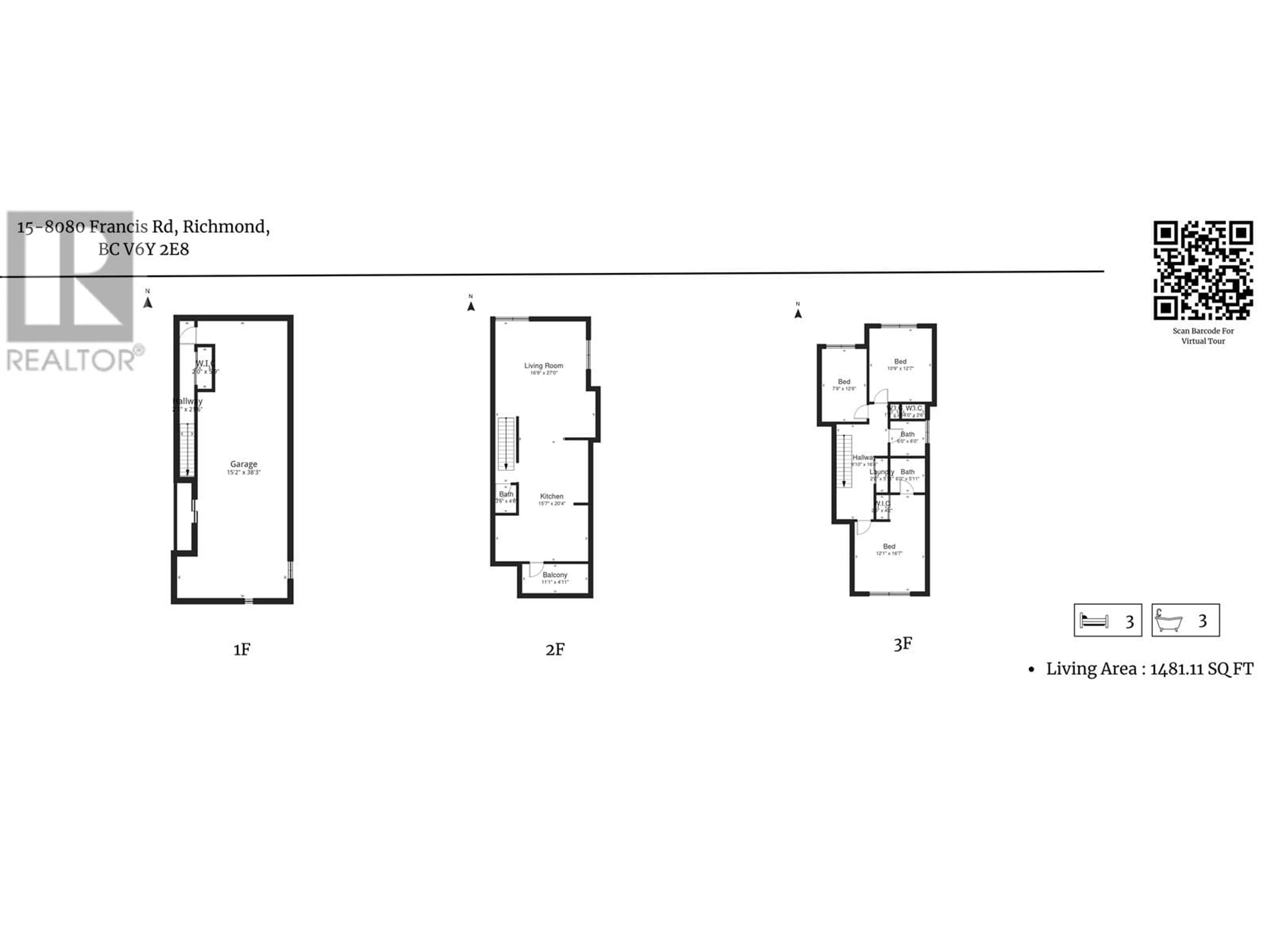 Floor plan for 15 - 8080 FRANCIS ROAD, Richmond British Columbia V6Y1A4