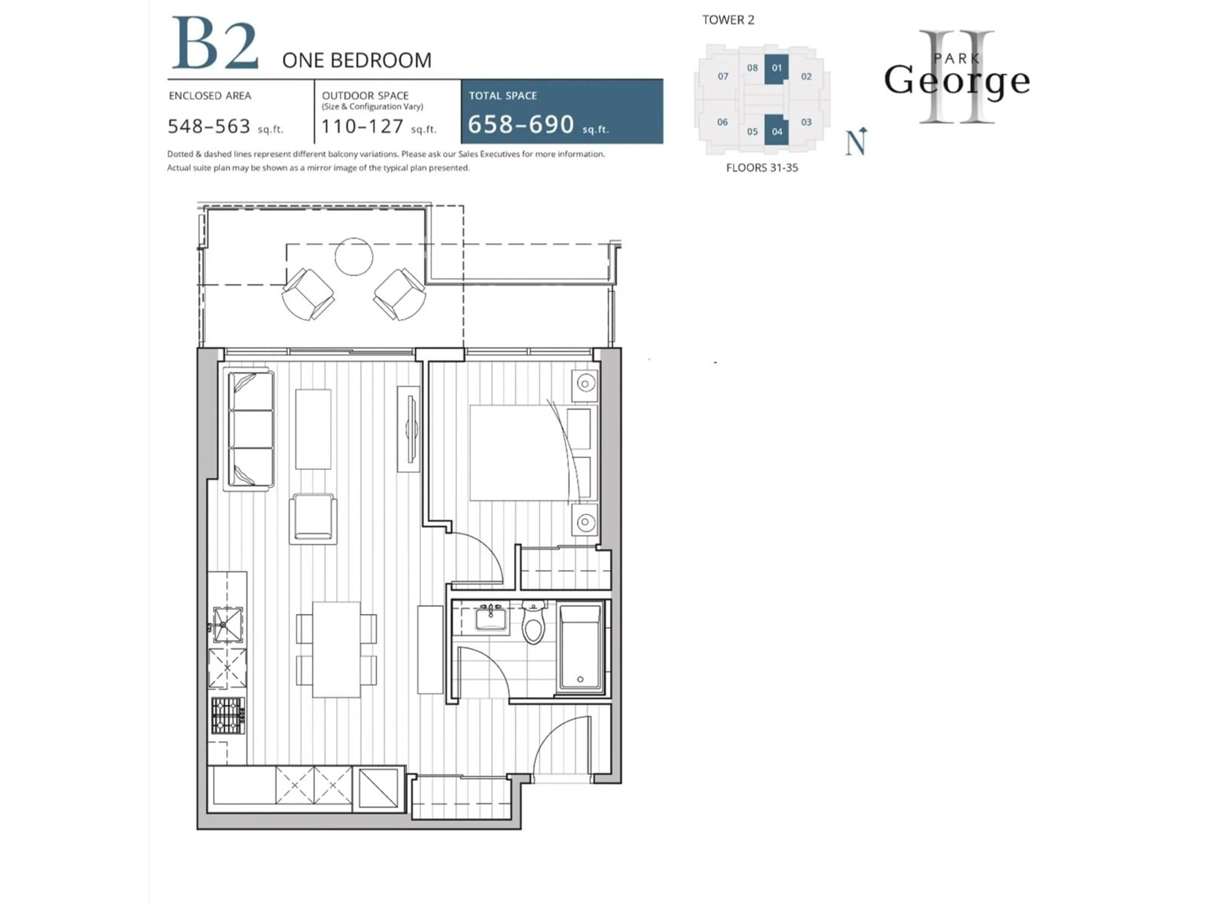 Floor plan for 3304 - 13778 100, Surrey British Columbia V3T0V3