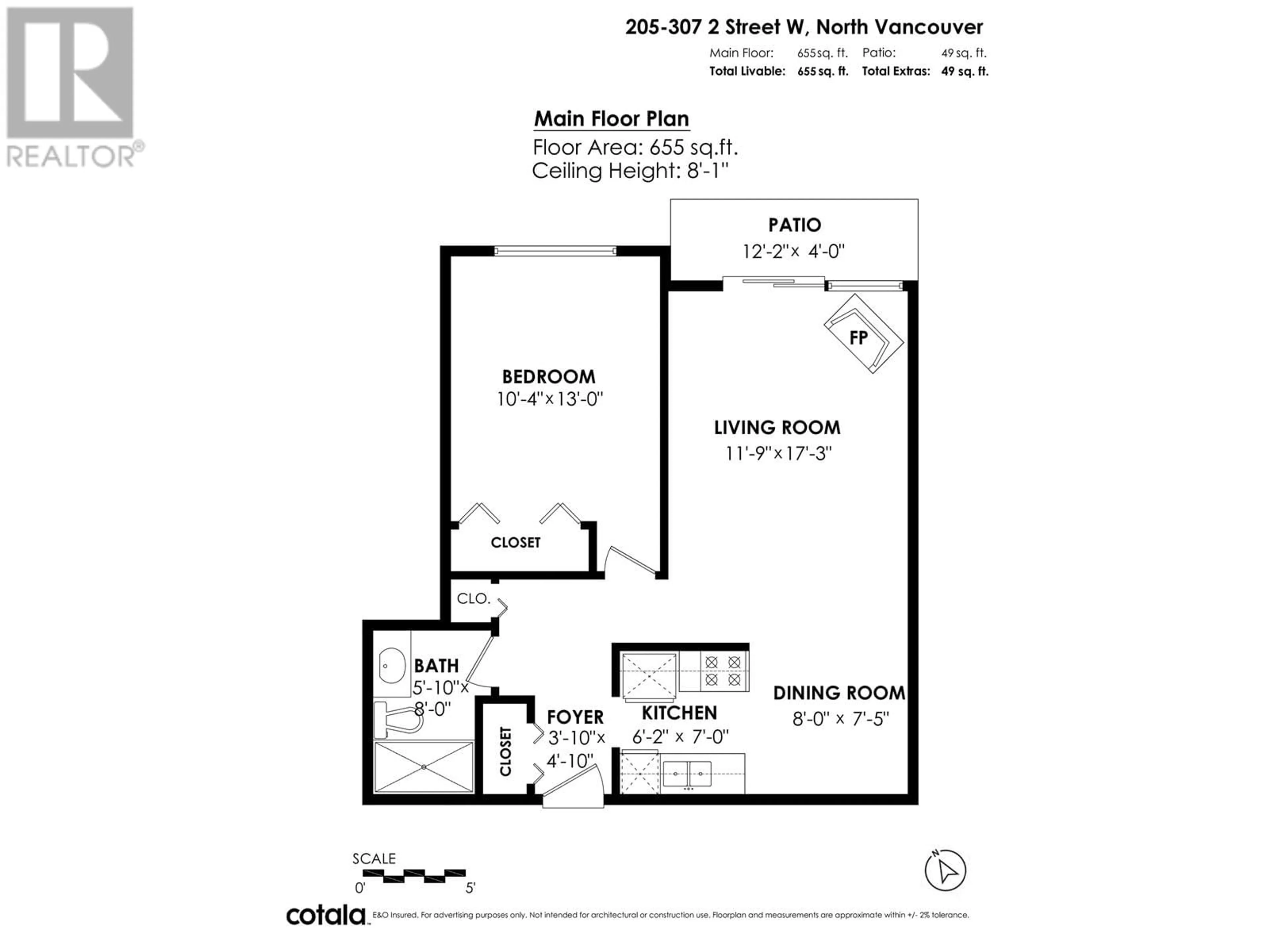 Floor plan for 205 - 307 W 2ND STREET, Vancouver British Columbia V7M1E2