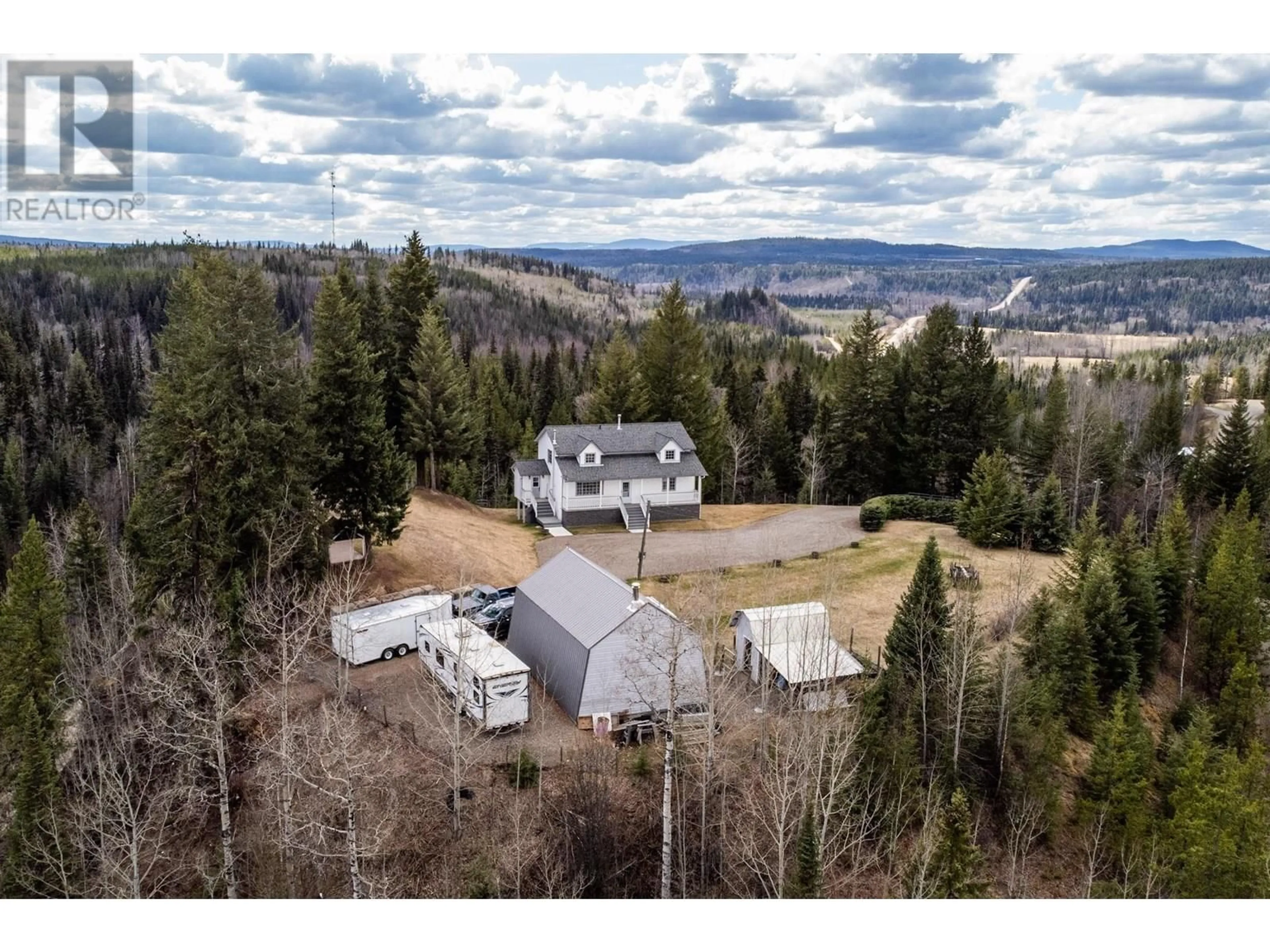 A pic from outside/outdoor area/front of a property/back of a property/a pic from drone, mountain view for 14195 WESTBE ROAD, Prince George British Columbia V2N5C2