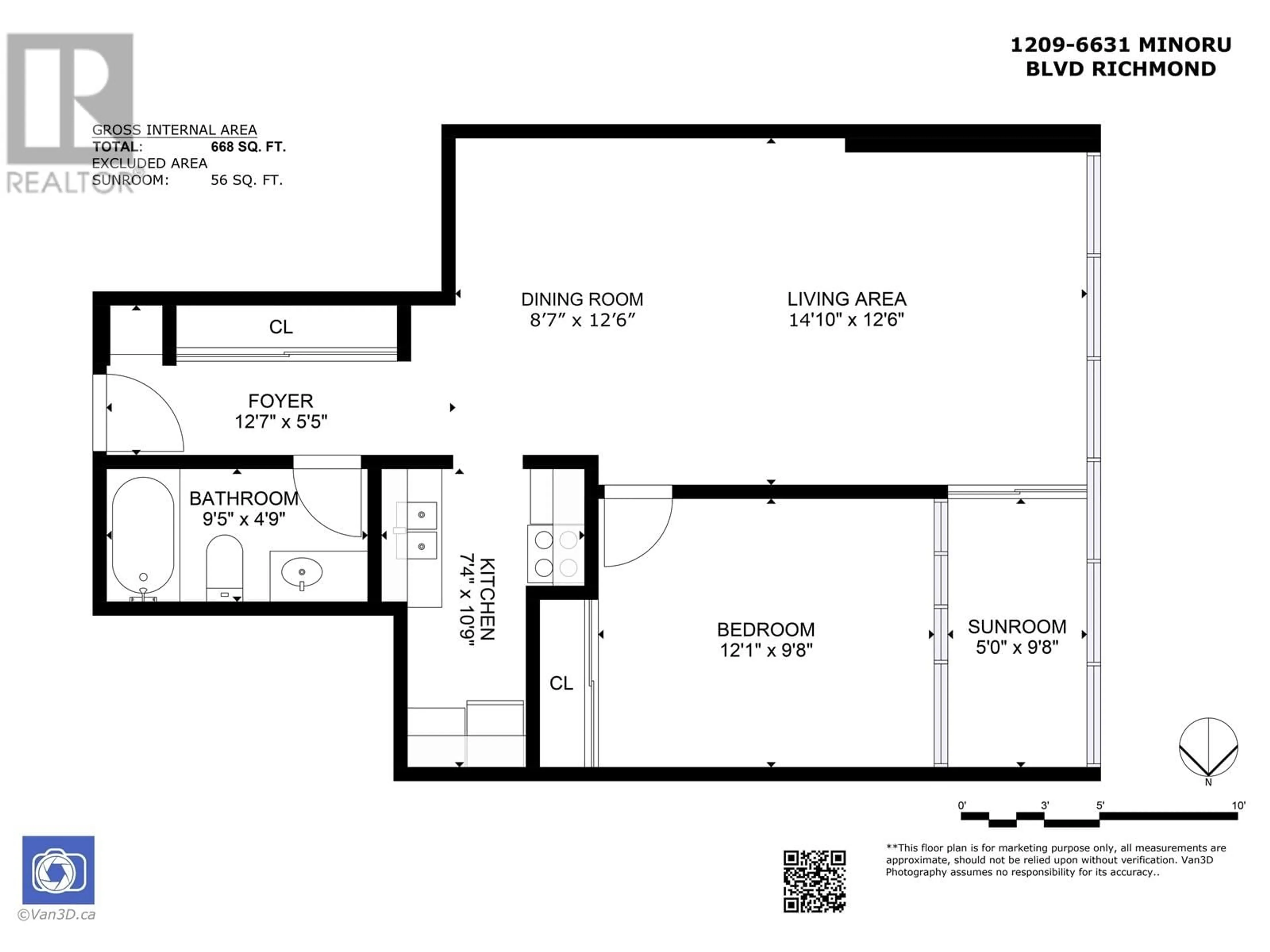 Floor plan for 1209 - 6631 MINORU BOULEVARD, Richmond British Columbia V6Y1Z1