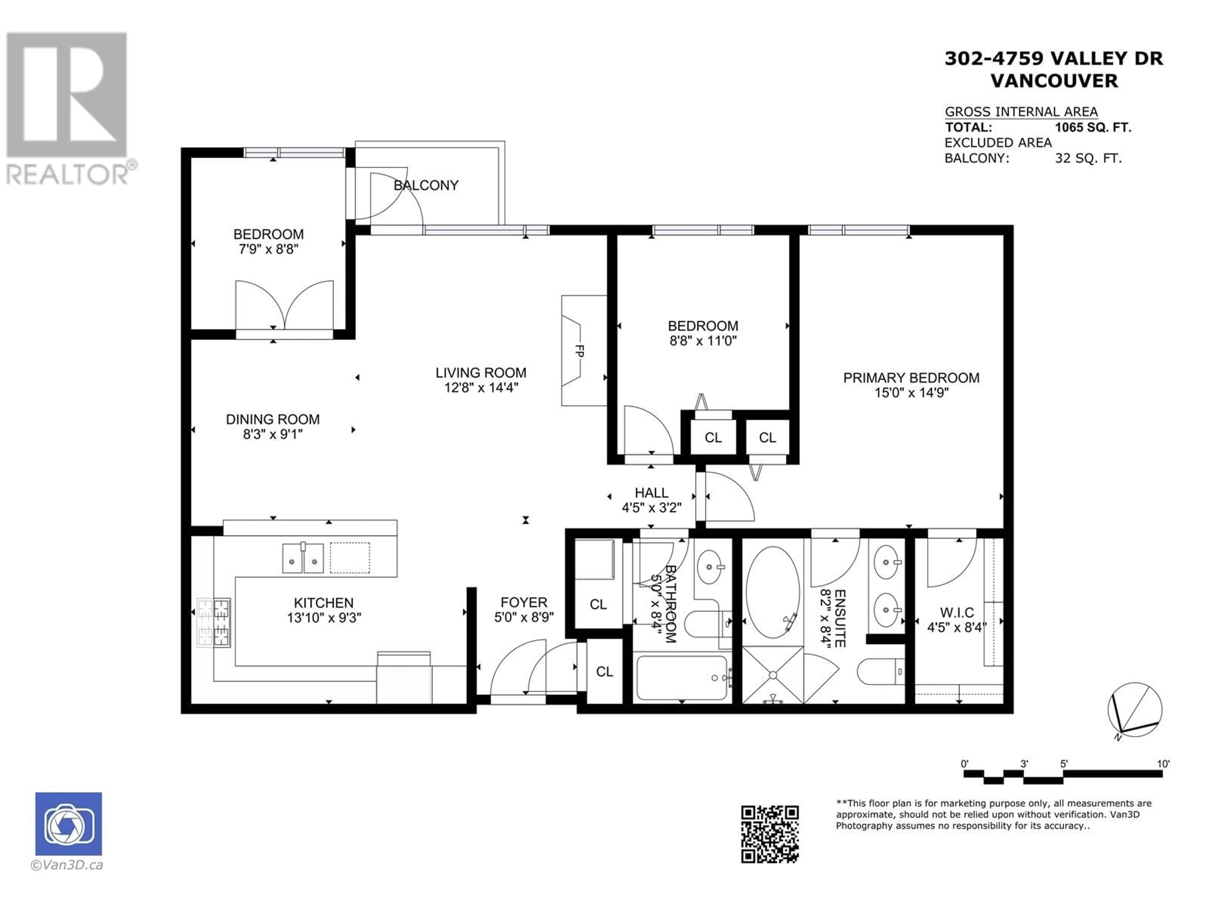 Floor plan for 302 - 4759 VALLEY DRIVE, Vancouver British Columbia V6J4B7