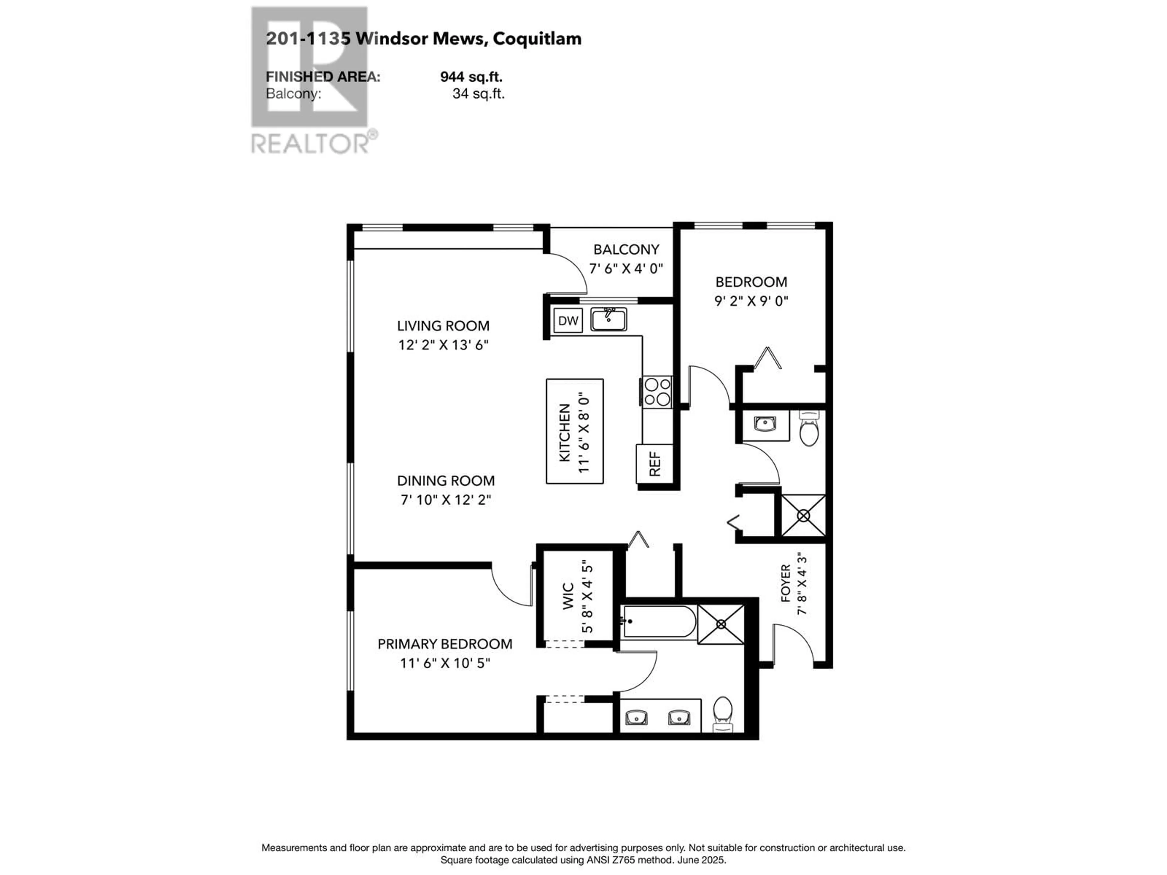 Floor plan for 201 - 1135 WINDSOR MEWS, Coquitlam British Columbia V3B0L2