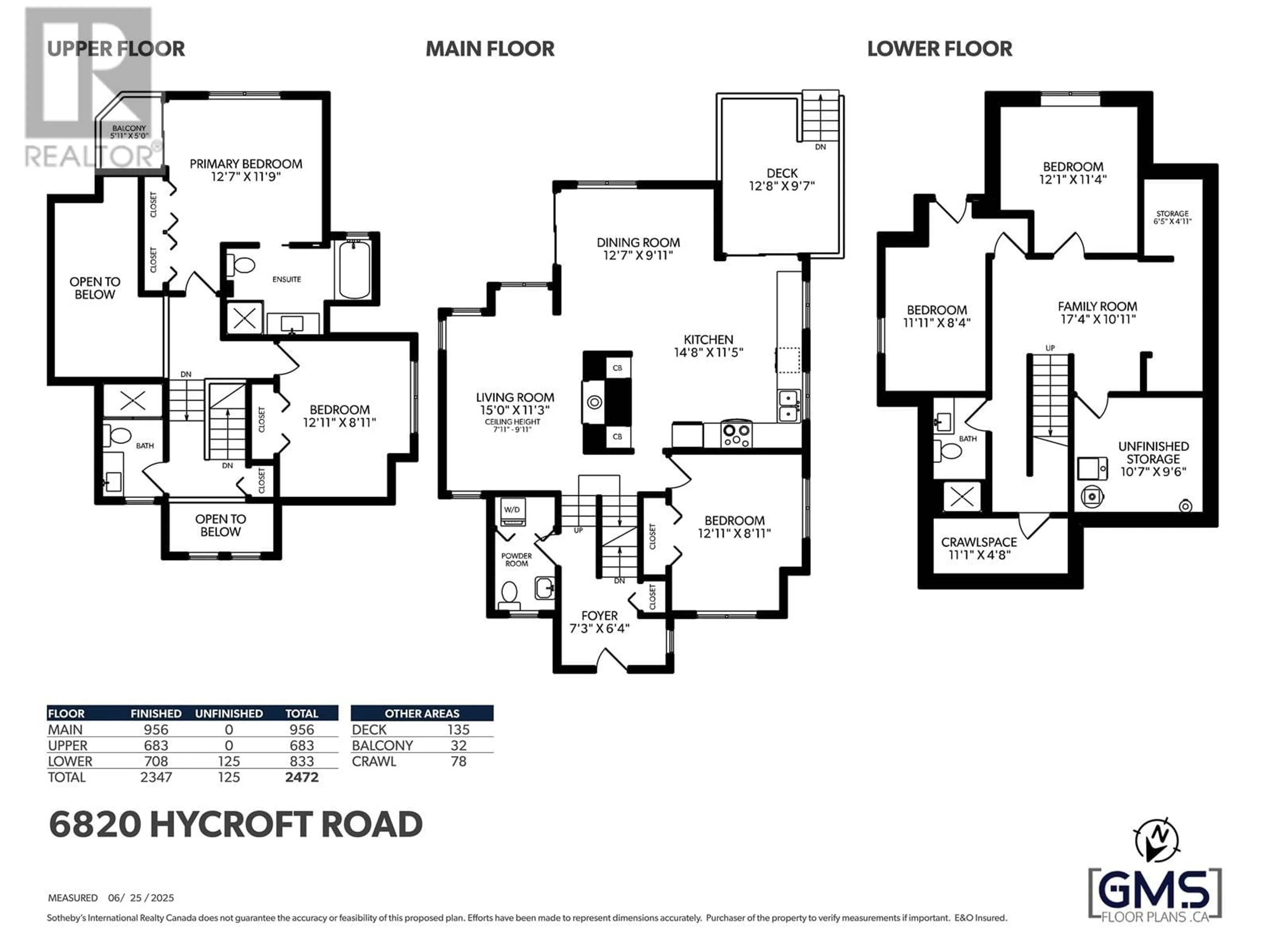 Floor plan for 6820 HYCROFT ROAD, West Vancouver British Columbia V7W2K8