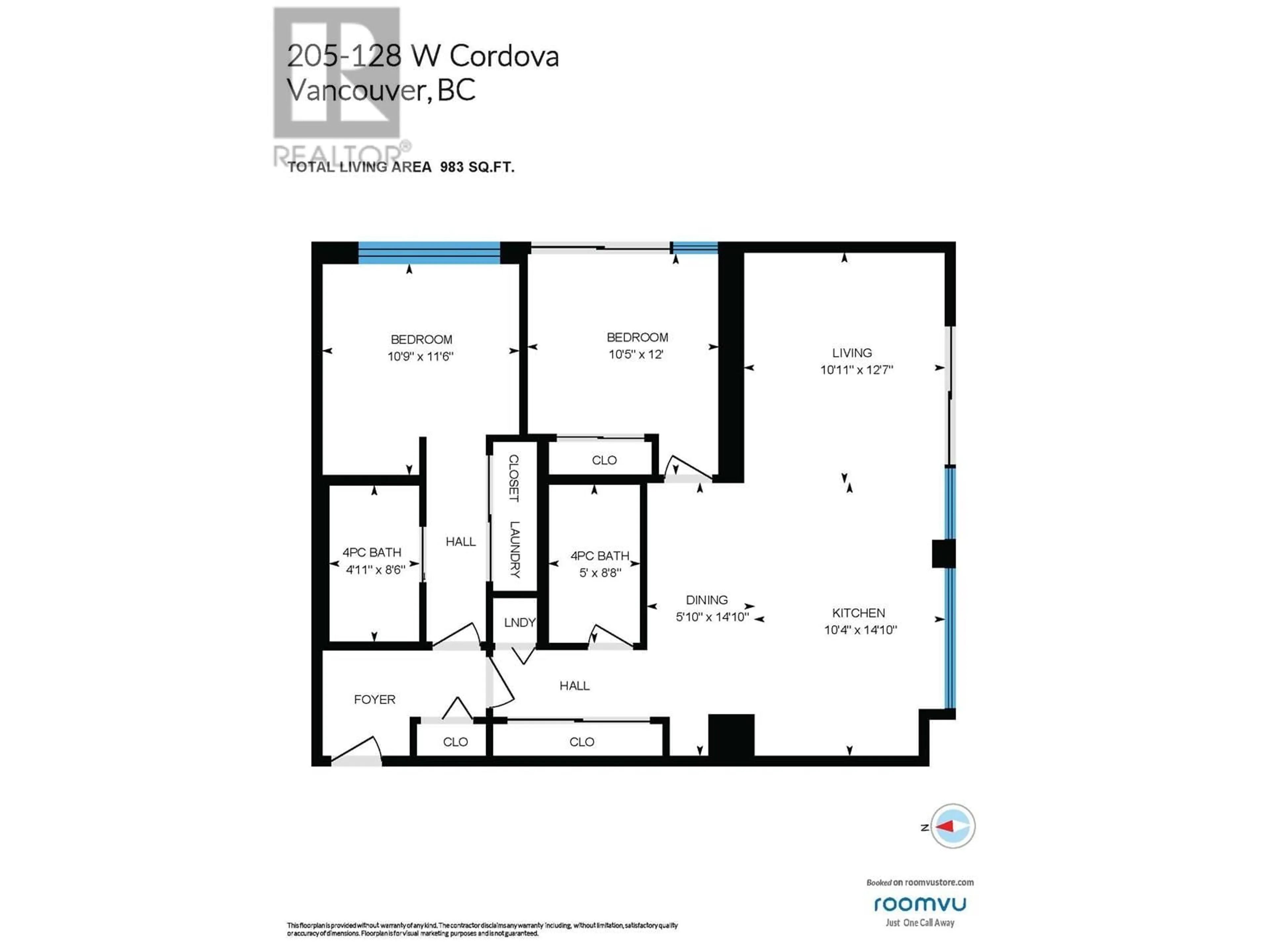 Floor plan for 205 - 128 CORDOVA STREET, Vancouver British Columbia V6B0E6