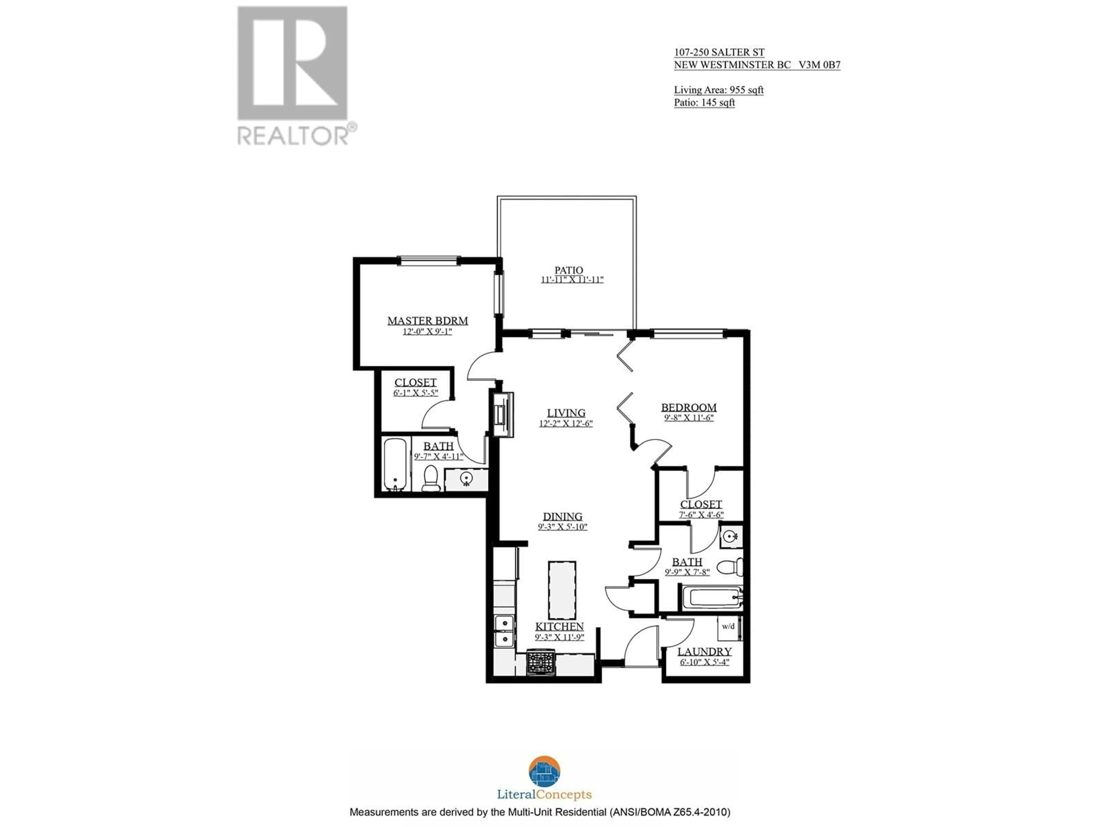 Floor plan for 107 - 250 SALTER STREET, New Westminster British Columbia V3M0B7