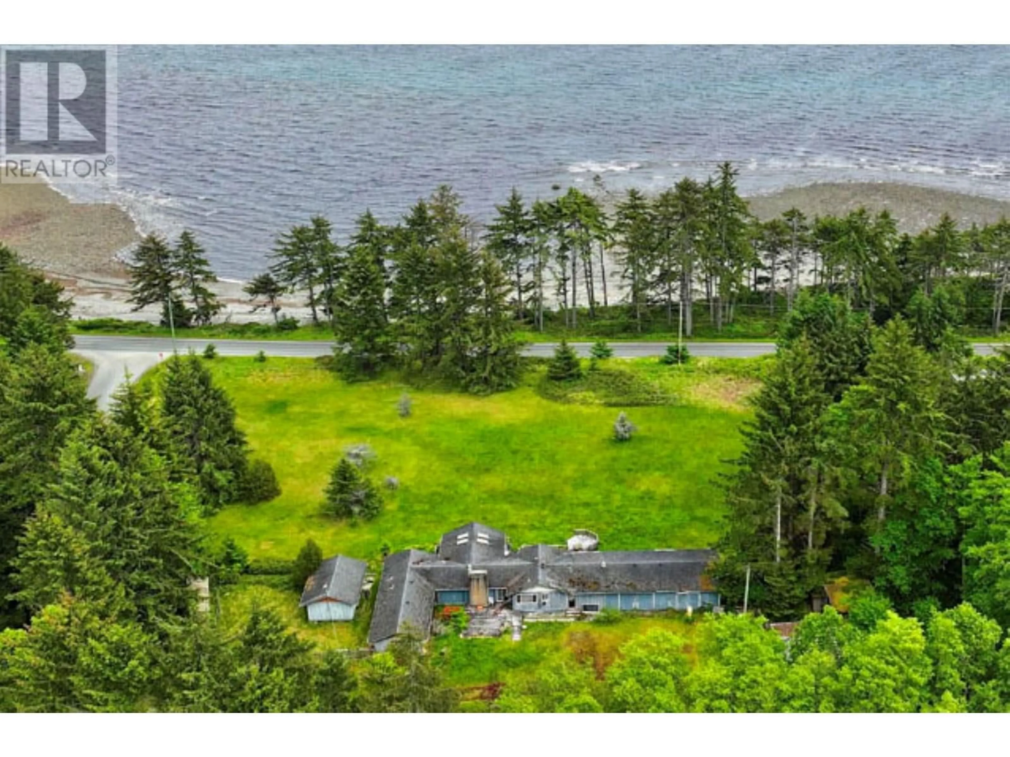 A pic from outside/outdoor area/front of a property/back of a property/a pic from drone, water/lake/river/ocean view for 104 LAWNHILL ROAD, Daajing Giids City British Columbia V0T1S0