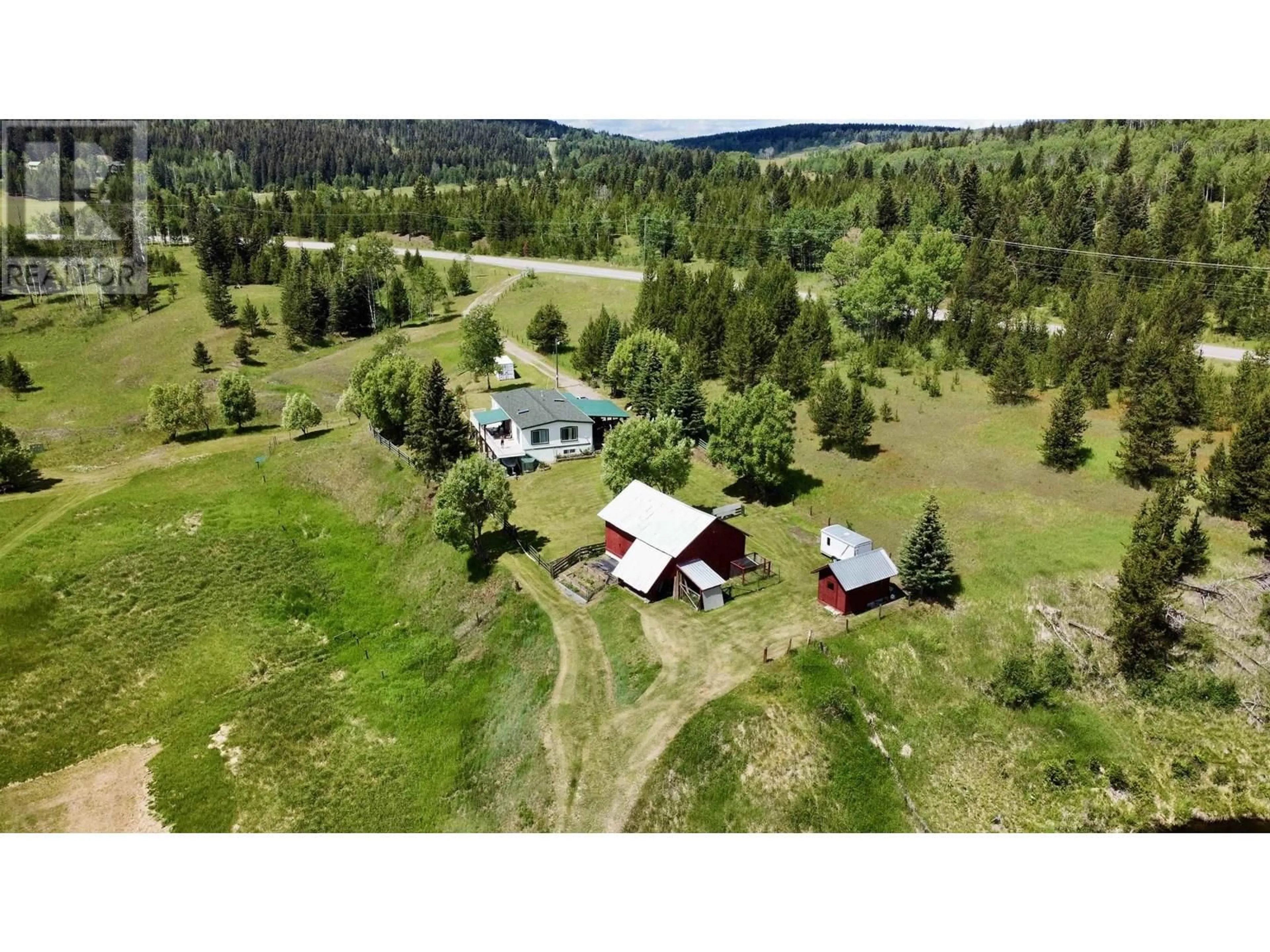 A pic from outside/outdoor area/front of a property/back of a property/a pic from drone, mountain view for 5307 CANIM HENDRIX LAKE ROAD, 100 Mile House British Columbia V0K2E1
