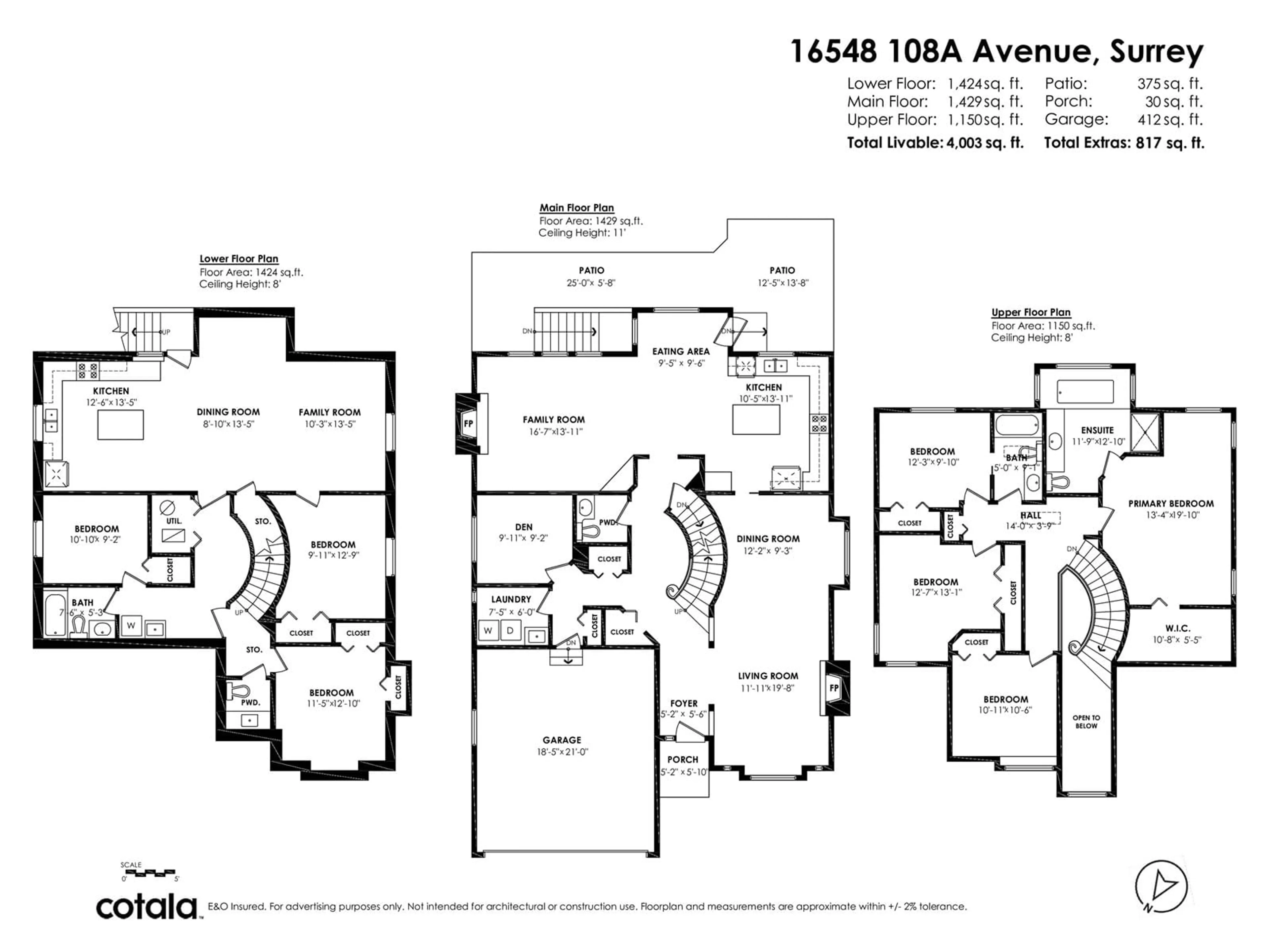Floor plan for 16548 108A, Surrey British Columbia V4N5B9
