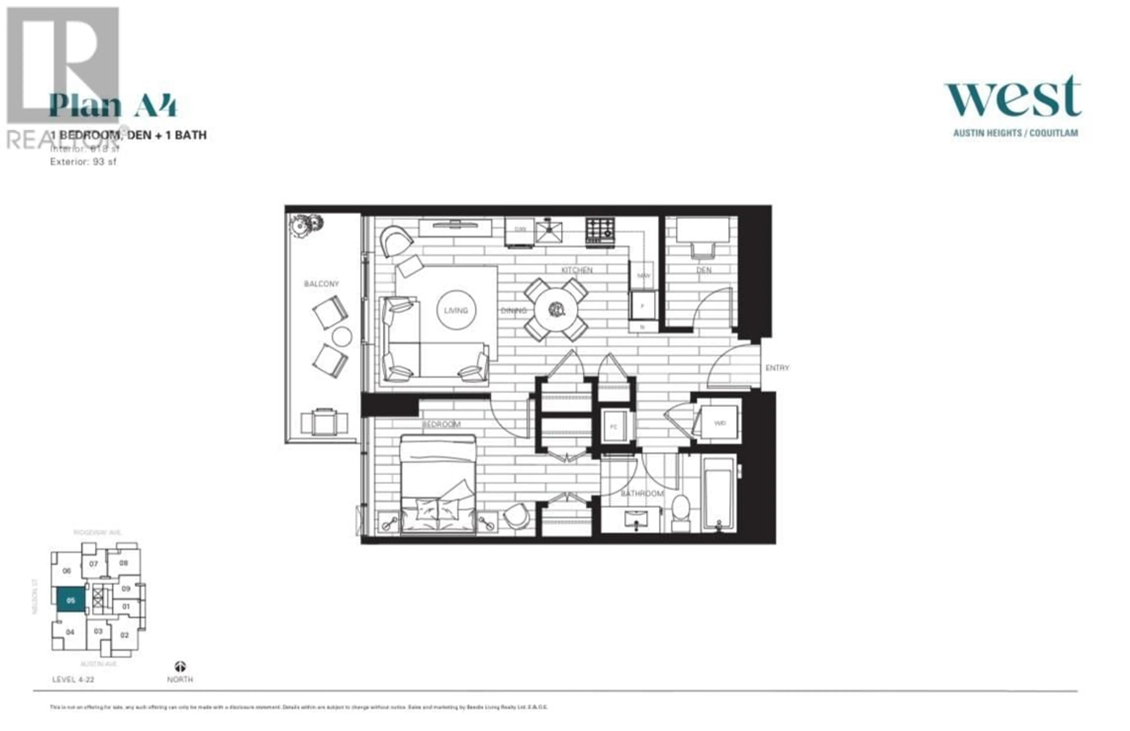 Floor plan for 1605 - 505 NELSON STREET, Coquitlam British Columbia V3J0R5