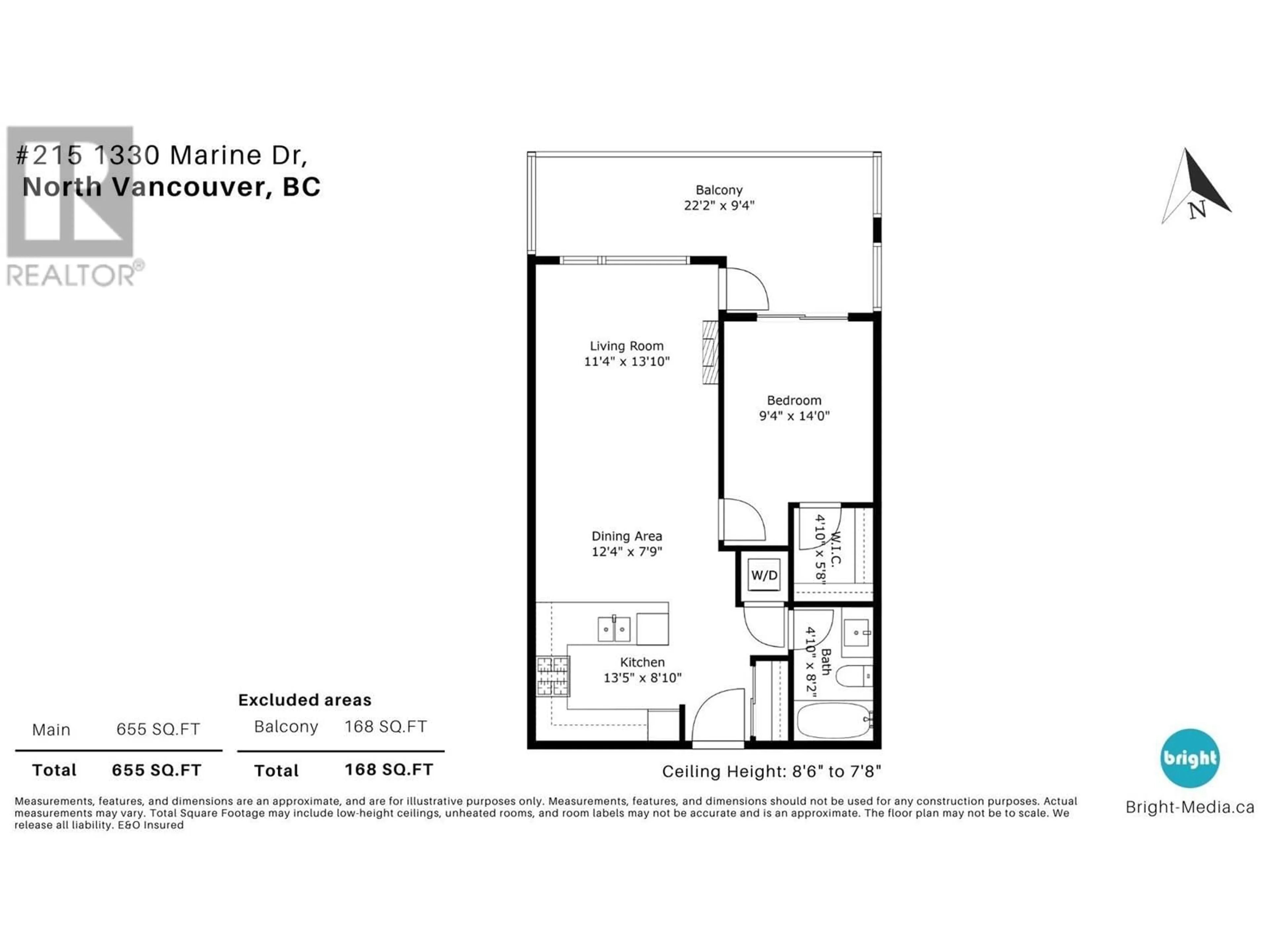 Floor plan for 215 - 1330 MARINE DRIVE, North Vancouver British Columbia V7P1T4
