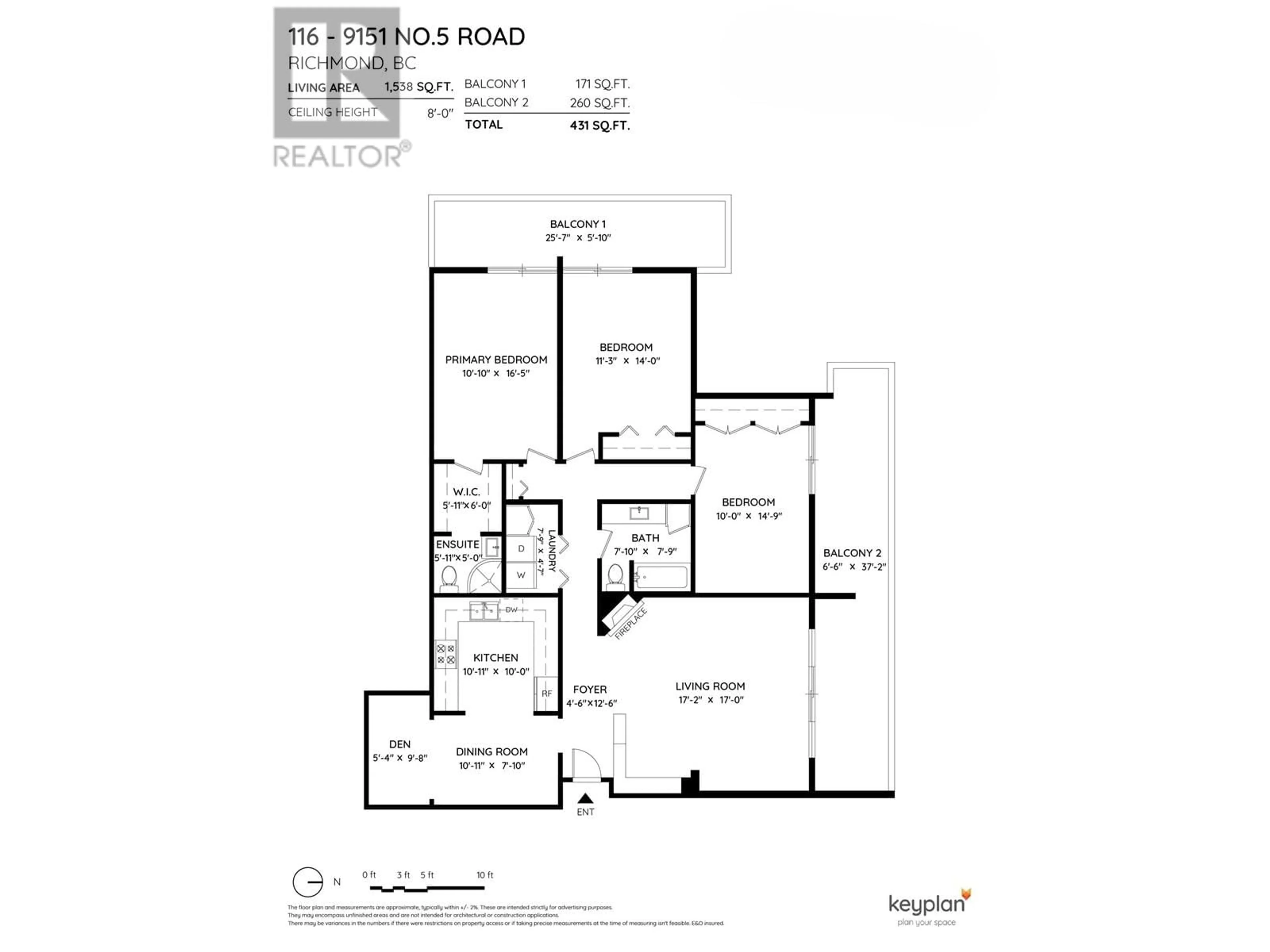 Floor plan for 116 - 9151 NO. 5 ROAD, Richmond British Columbia V7A4T9