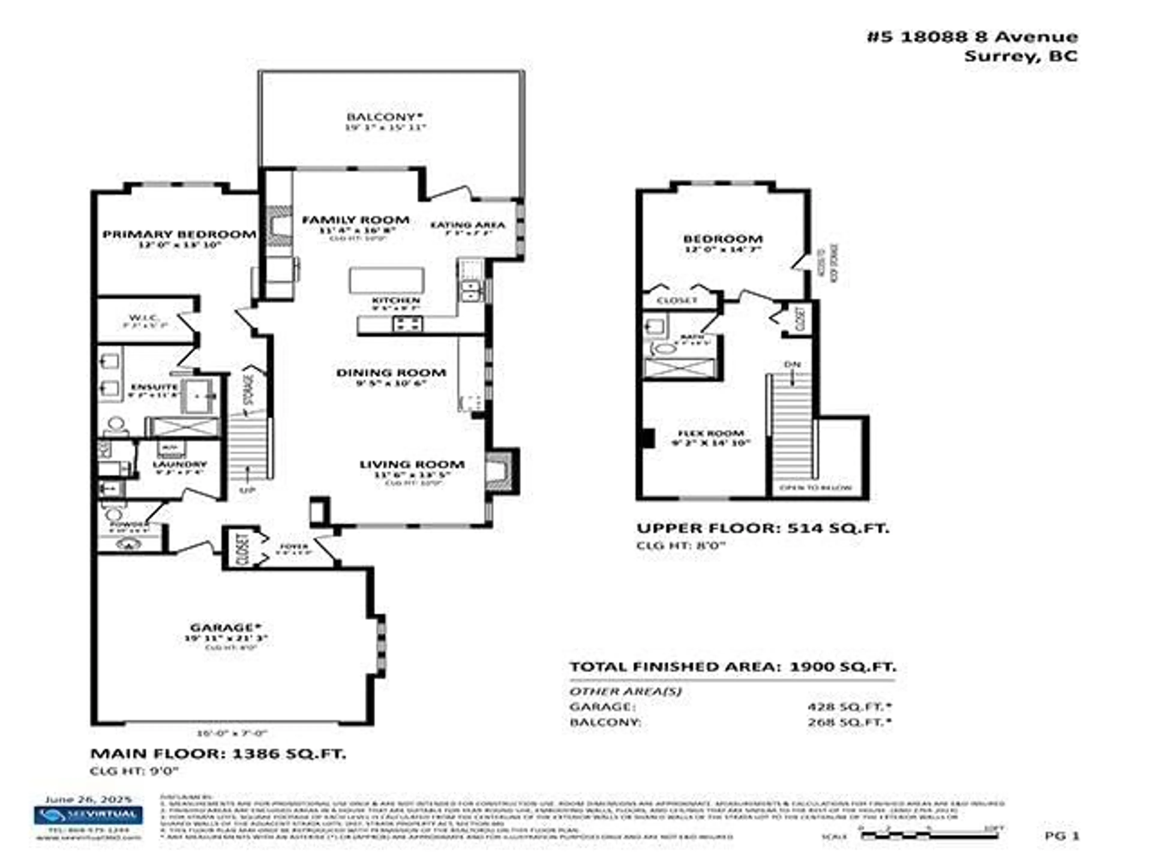 Floor plan for 5 - 18088 8, Surrey British Columbia V3Z9T6