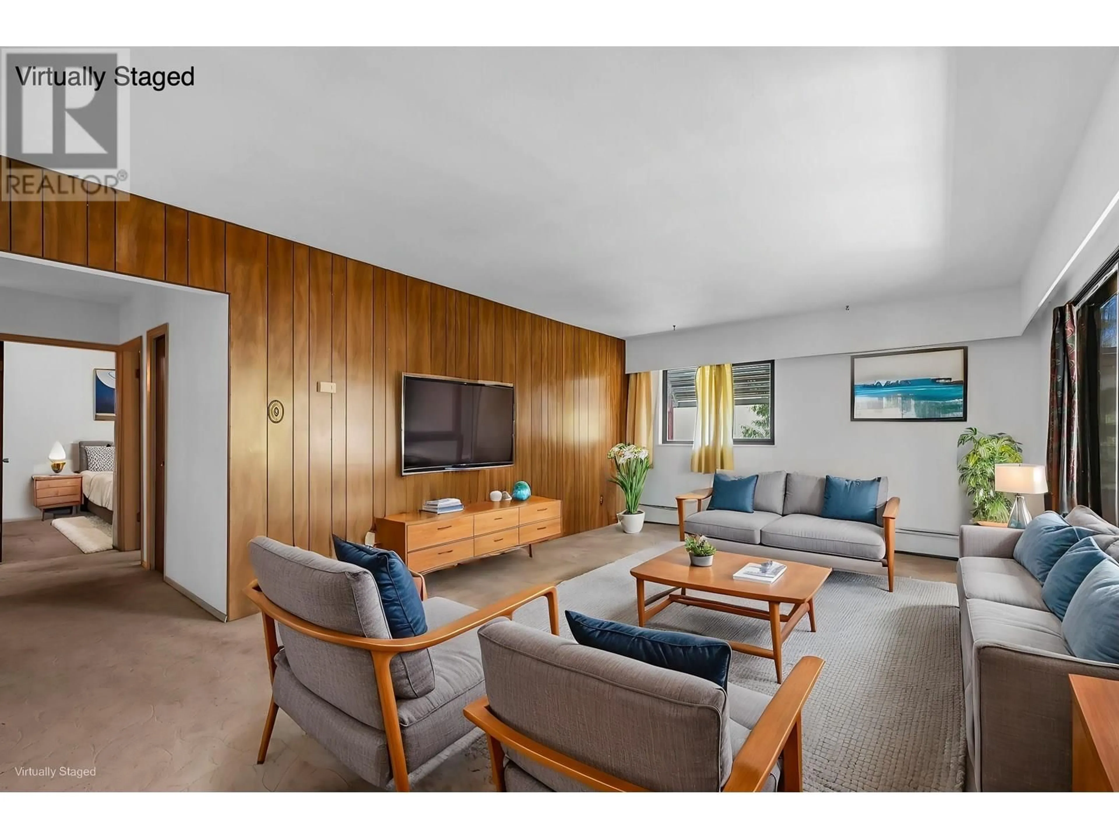 Living room with furniture, wood/laminate floor for 307 - 4695 IMPERIAL STREET, Burnaby British Columbia V5J1B9