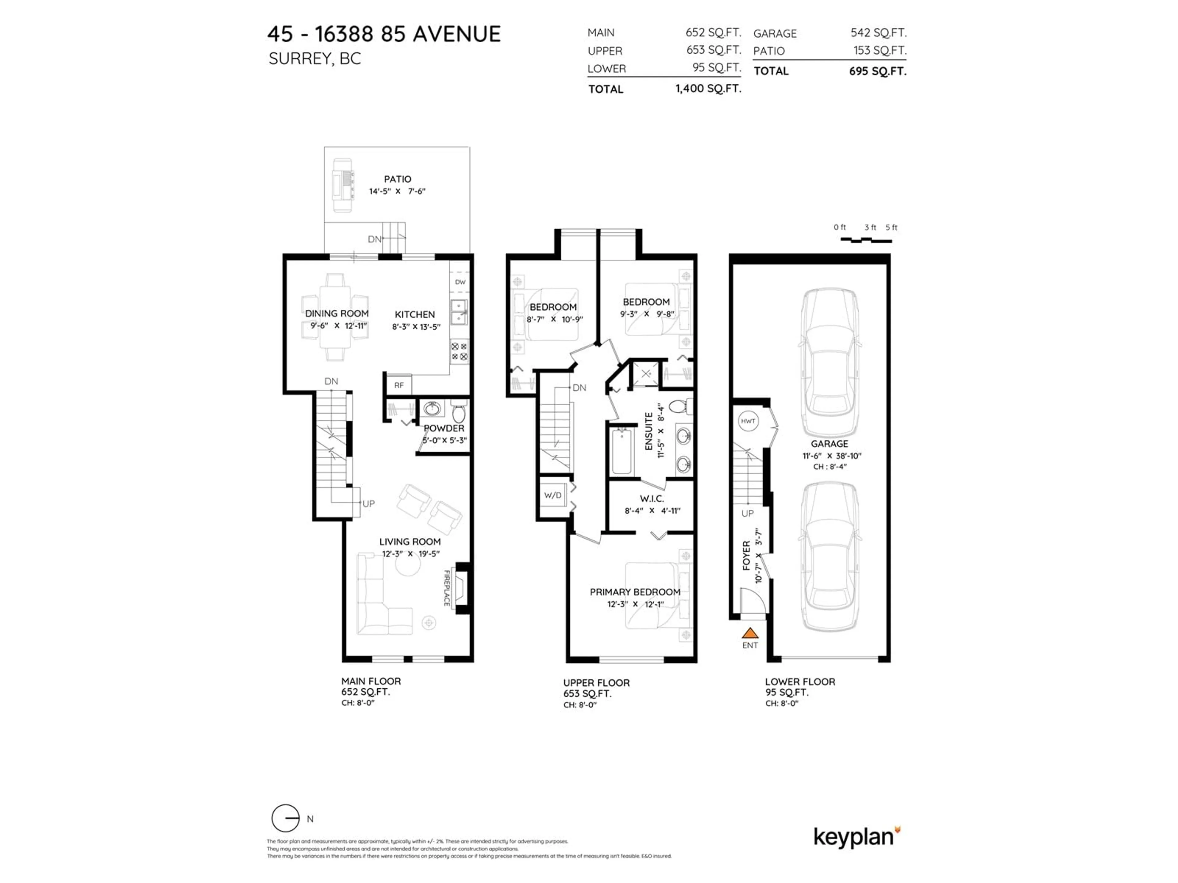 Floor plan for 45 - 16388 85, Surrey British Columbia V4N5G2