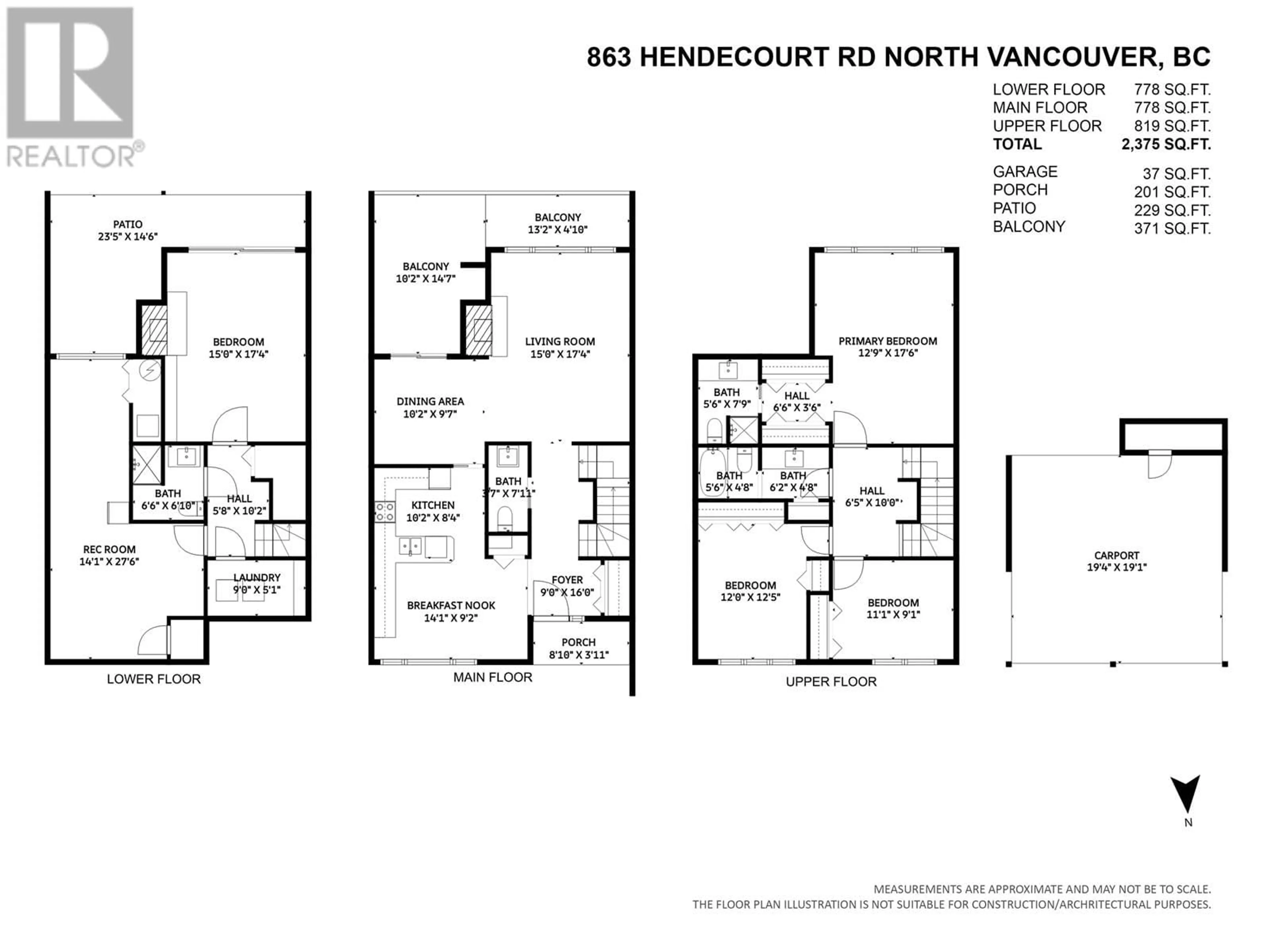 Floor plan for 863 HENDECOURT ROAD, North Vancouver British Columbia V7K2X5