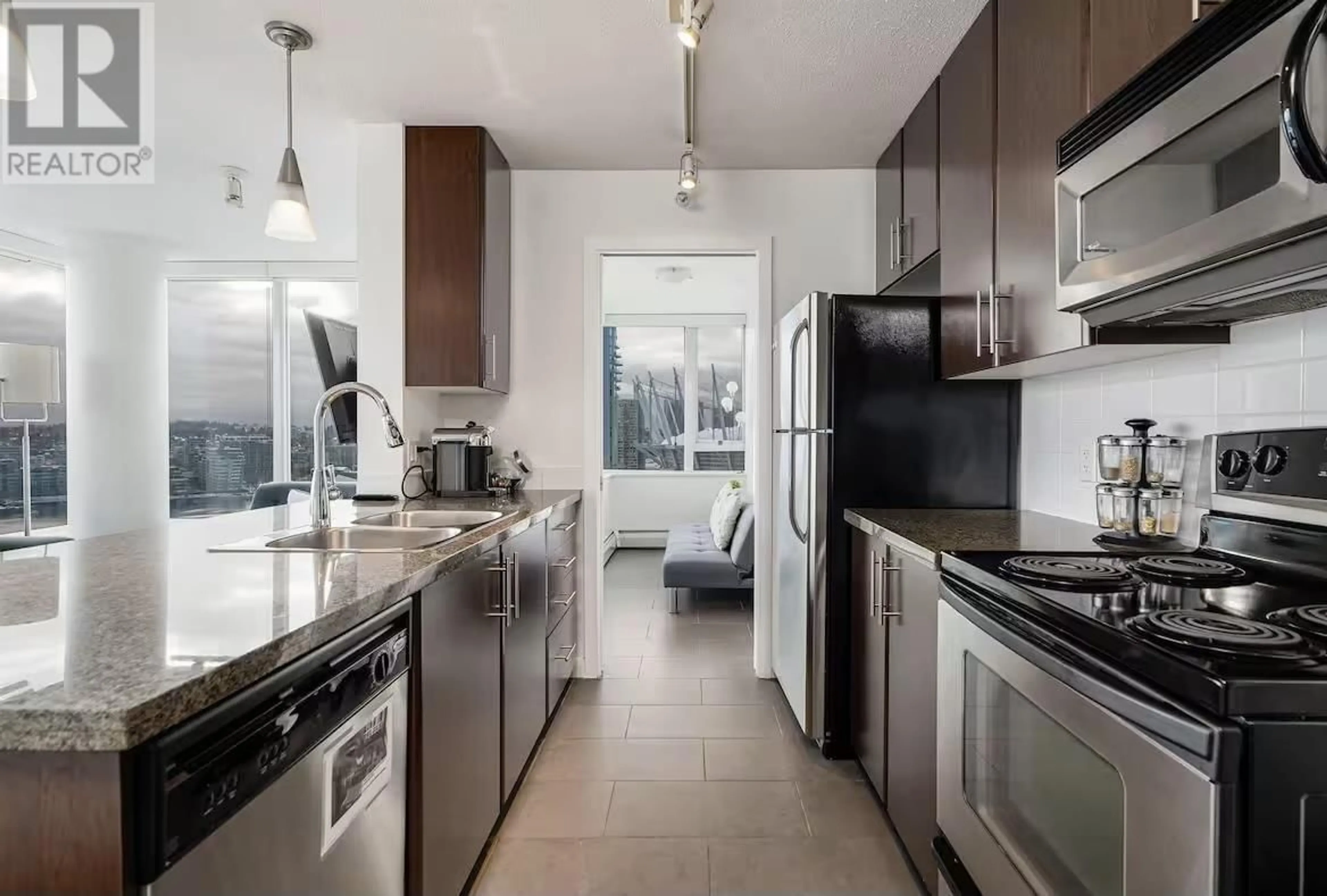 Standard kitchen, ceramic/tile floor for 2202 - 688 ABBOTT STREET, Vancouver British Columbia V6B0B9