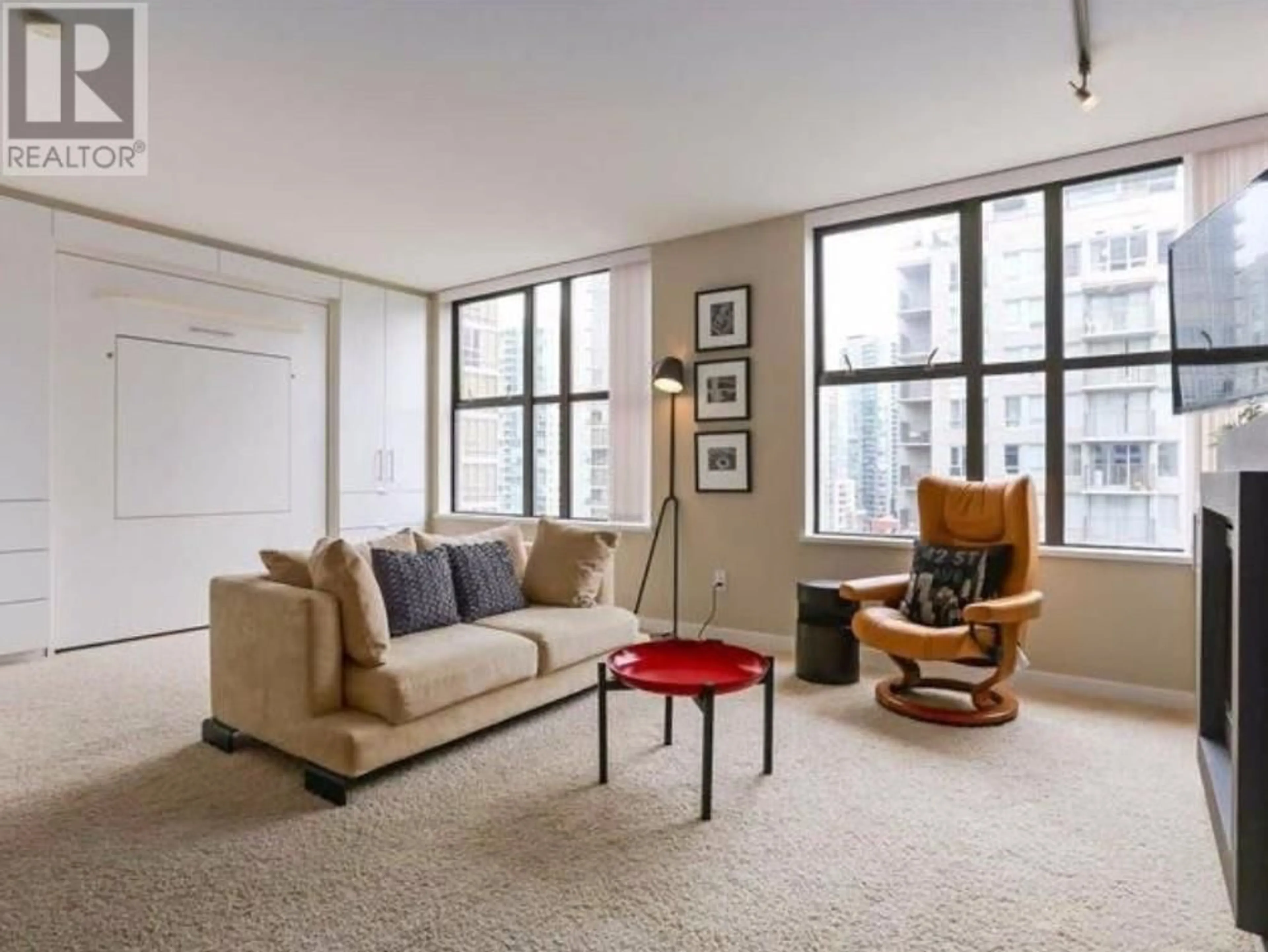 Living room with furniture, carpet floor for 1602 - 989 BEATTY STREET, Vancouver British Columbia V6Z3C2