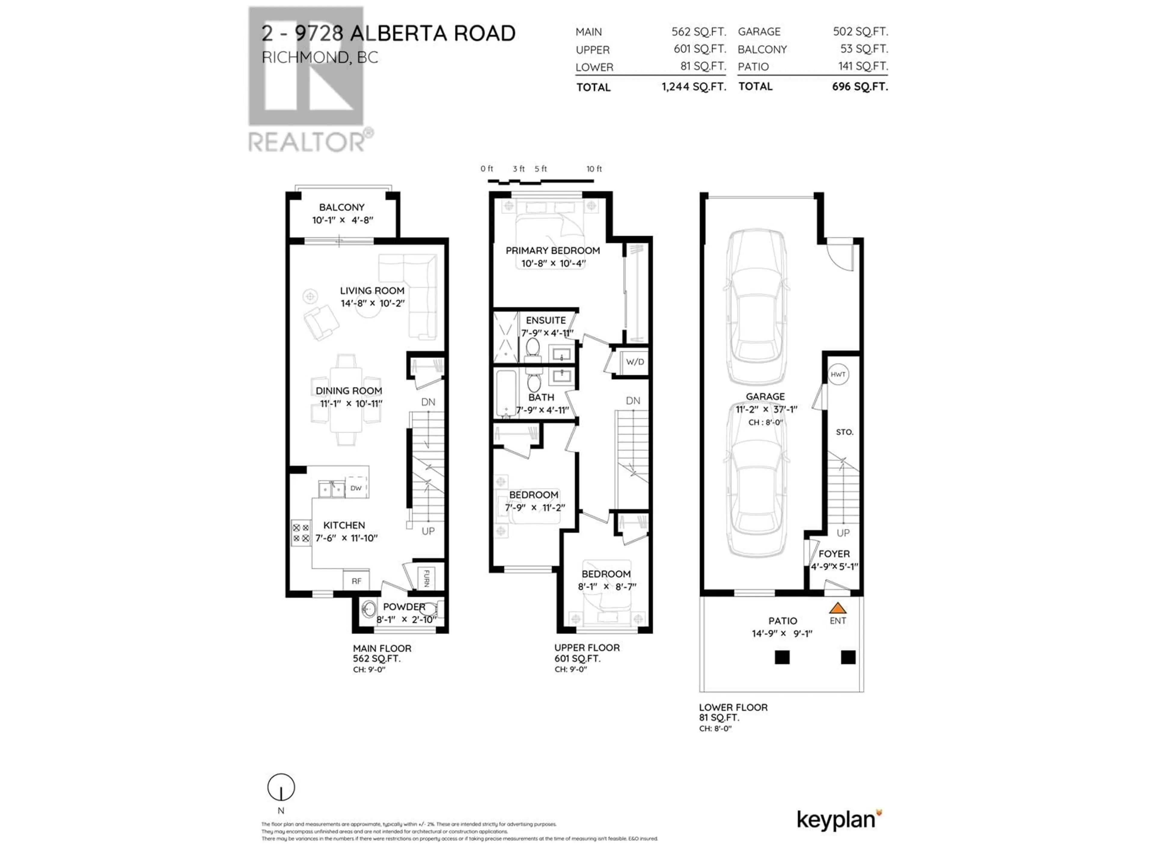 Floor plan for 2 - 9728 ALBERTA ROAD, Richmond British Columbia V6Y0J2