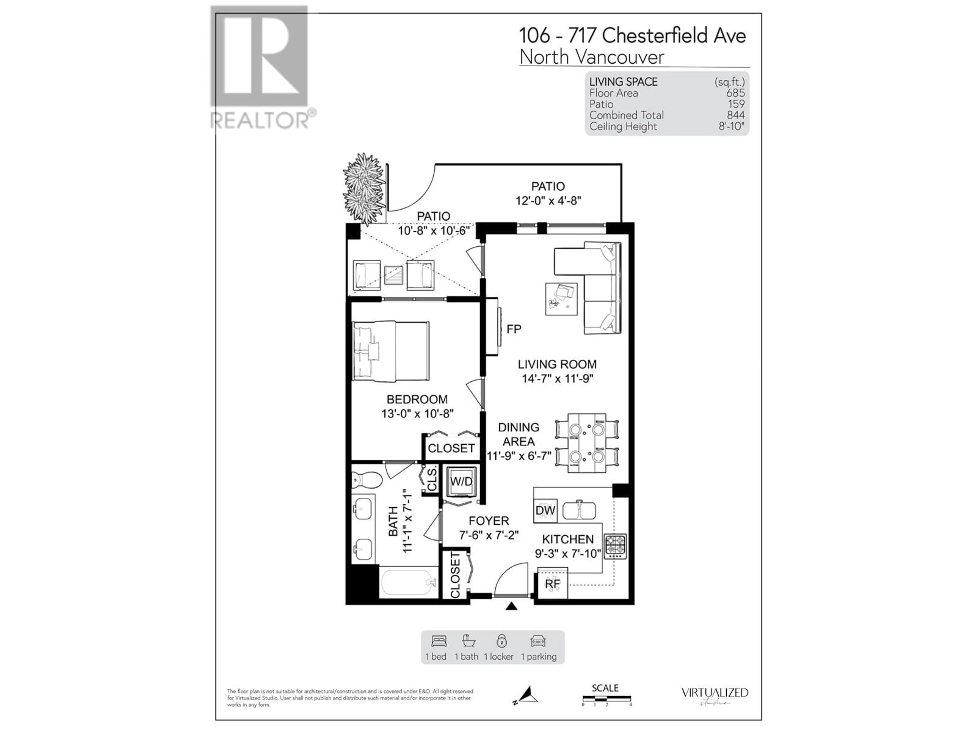 Floor plan for 106 - 717 CHESTERFIELD AVENUE, North Vancouver British Columbia V7M3L8
