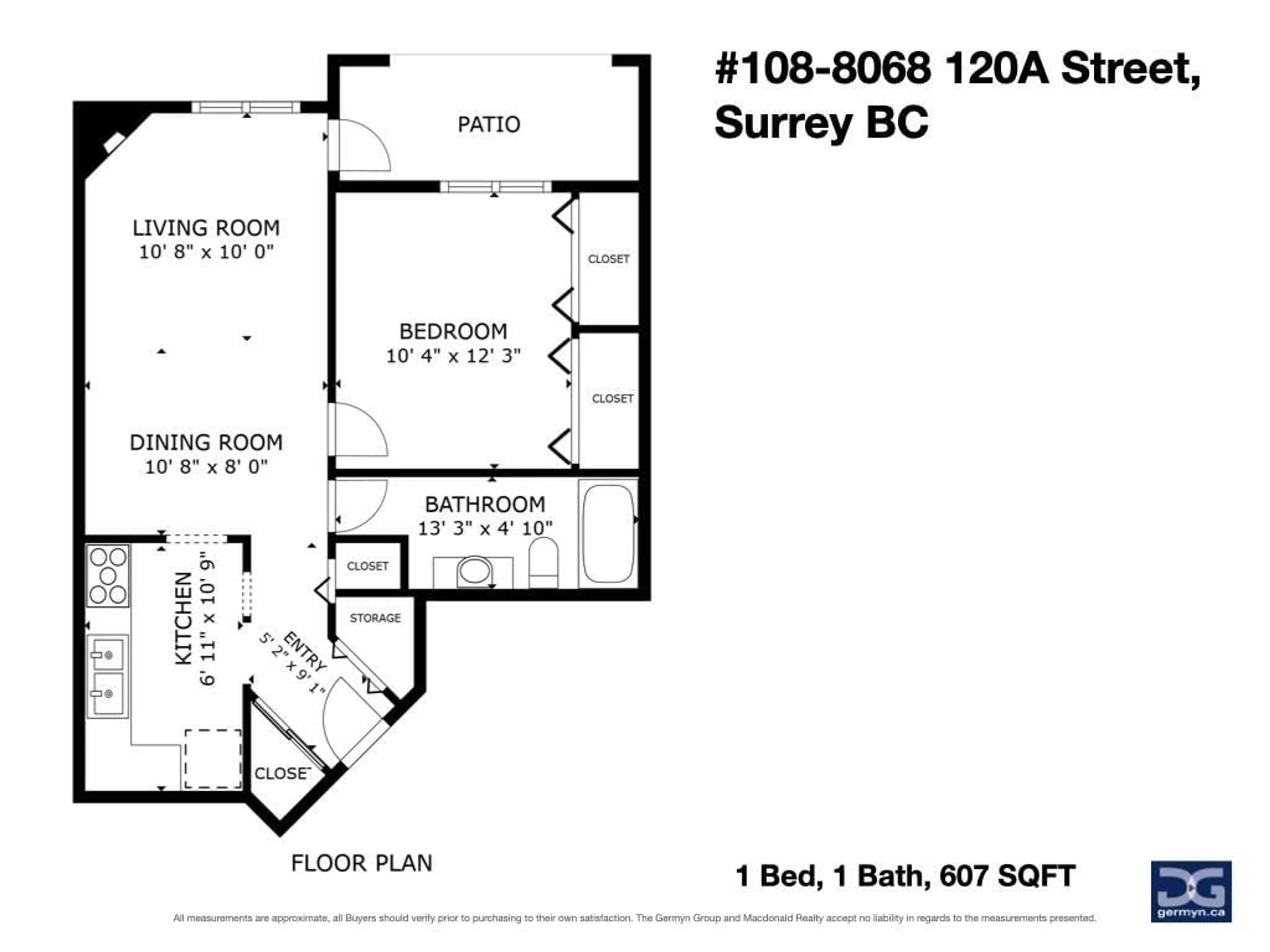 Floor plan for 108 - 8068 120A, Surrey British Columbia V3W3P3
