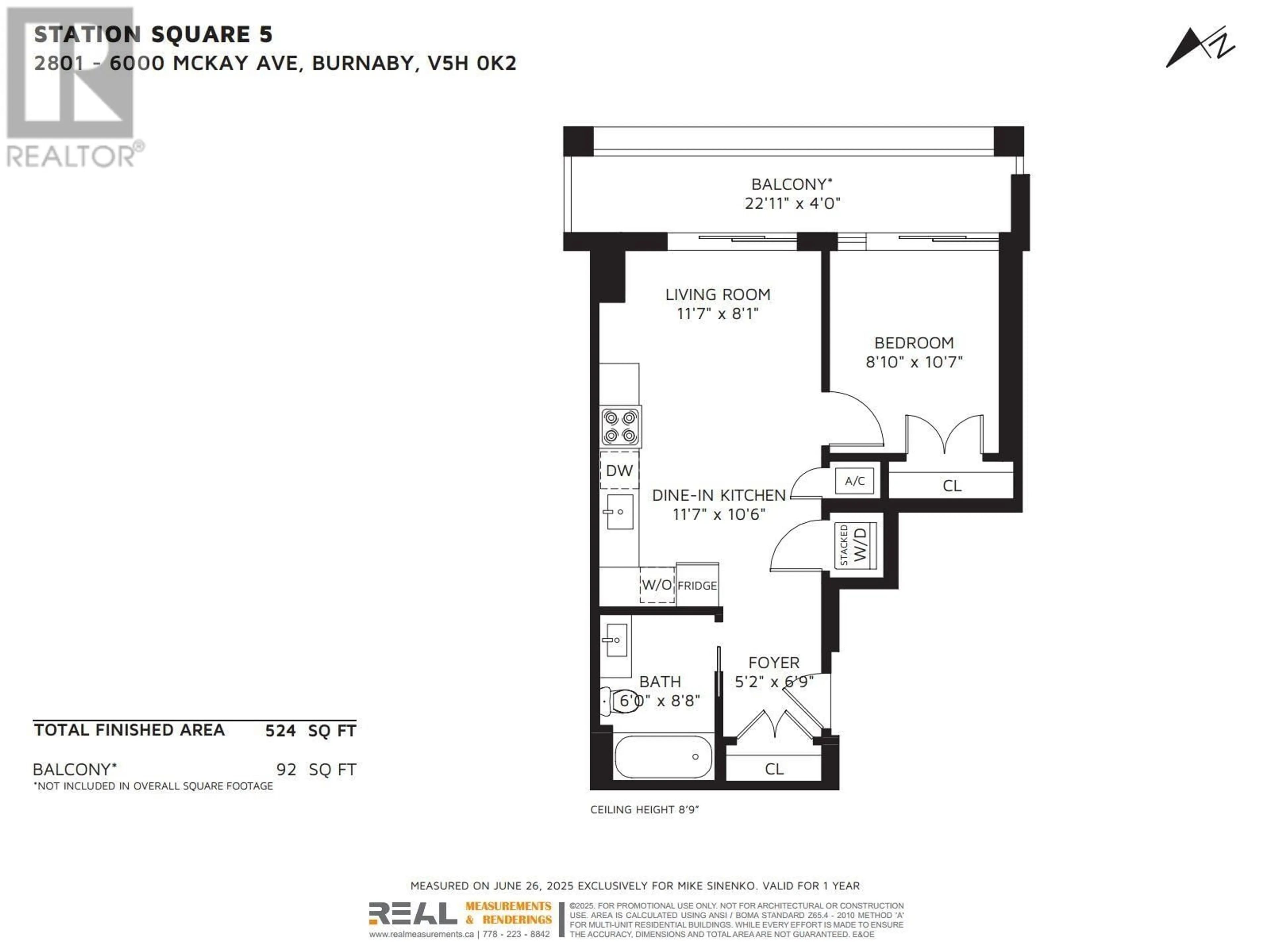 Floor plan for 2801 - 6000 MCKAY AVENUE, Burnaby British Columbia V5H0K2