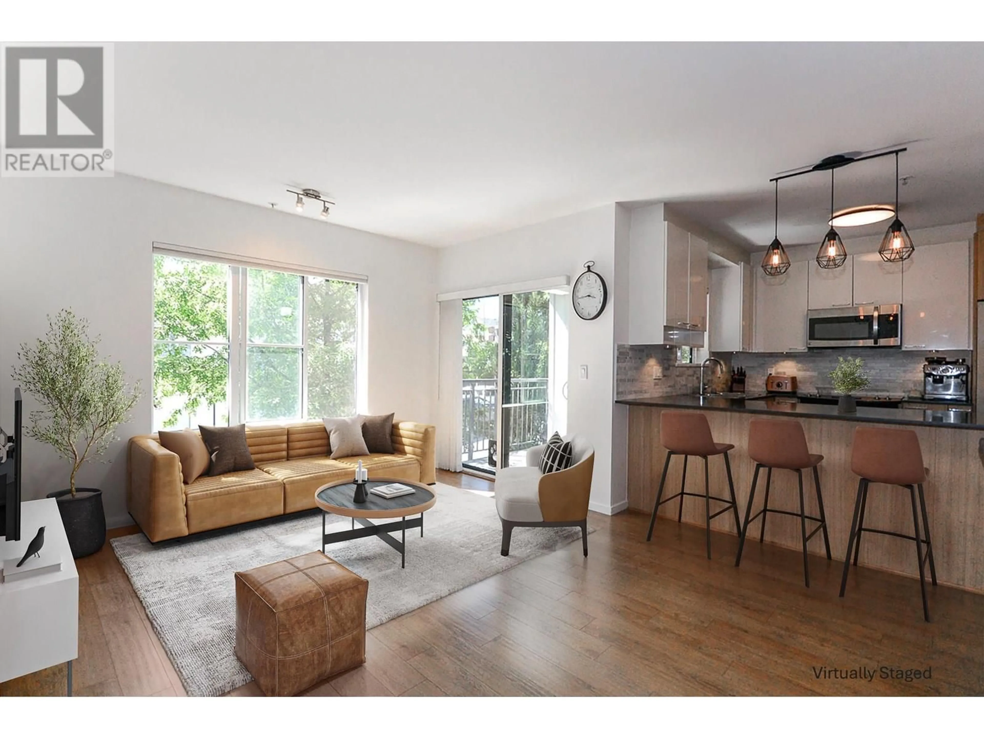 Living room with furniture, wood/laminate floor for 205 - 210 LEBLEU STREET, Coquitlam British Columbia V3K4L6