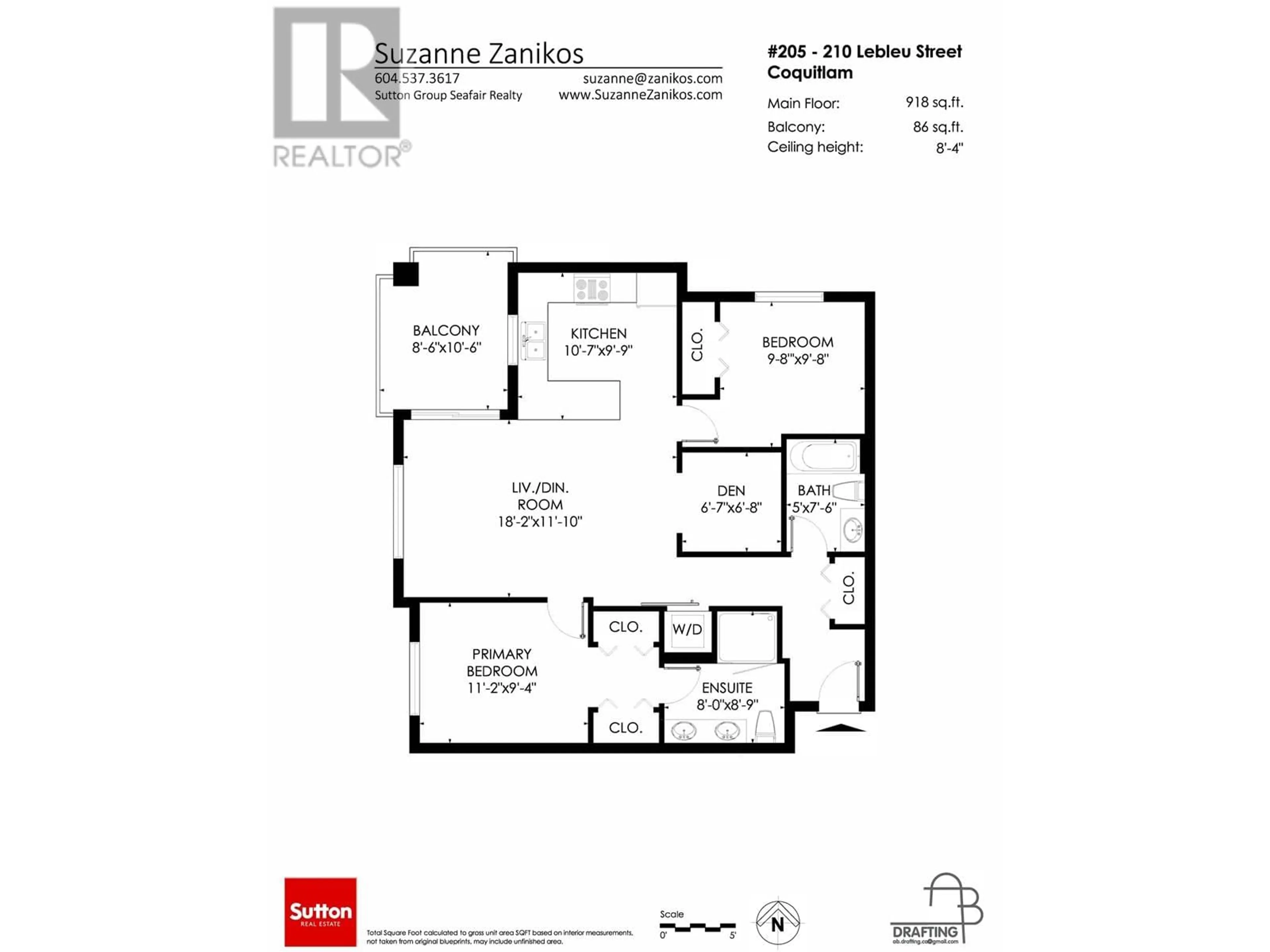 Floor plan for 205 - 210 LEBLEU STREET, Coquitlam British Columbia V3K4L6