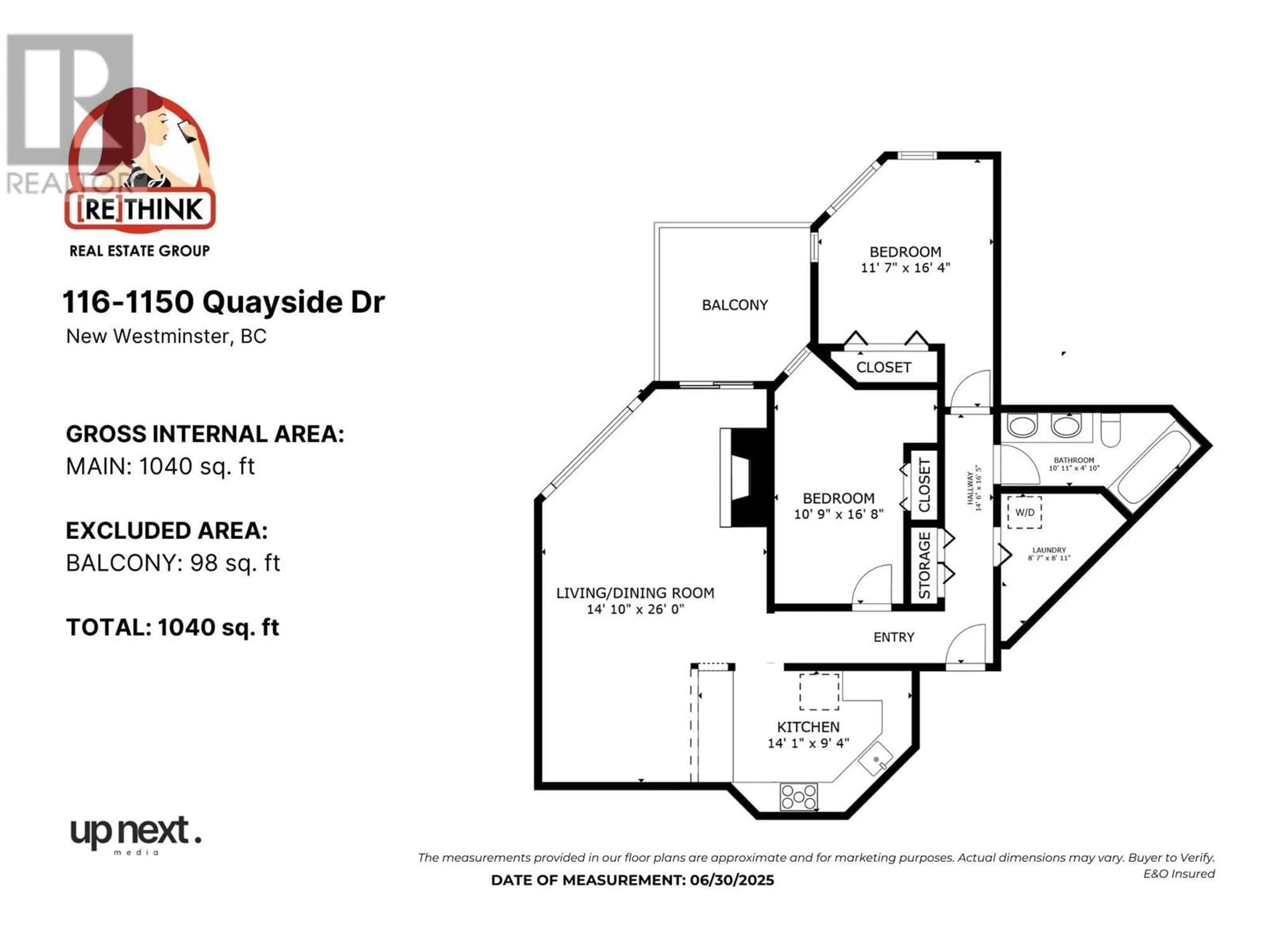 Floor plan for 116 - 1150 QUAYSIDE DRIVE, New Westminster British Columbia V3M6E1