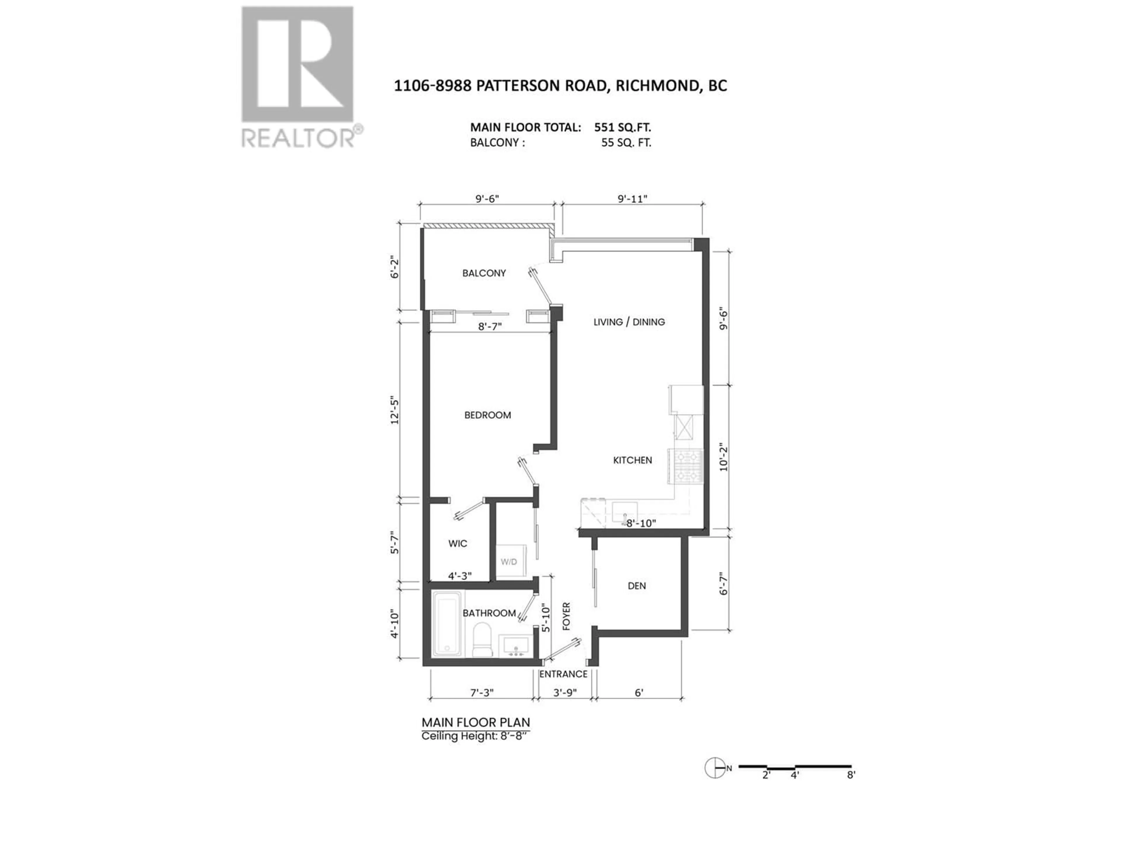 Floor plan for 1106 - 8988 PATTERSON ROAD, Richmond British Columbia V6X0R2