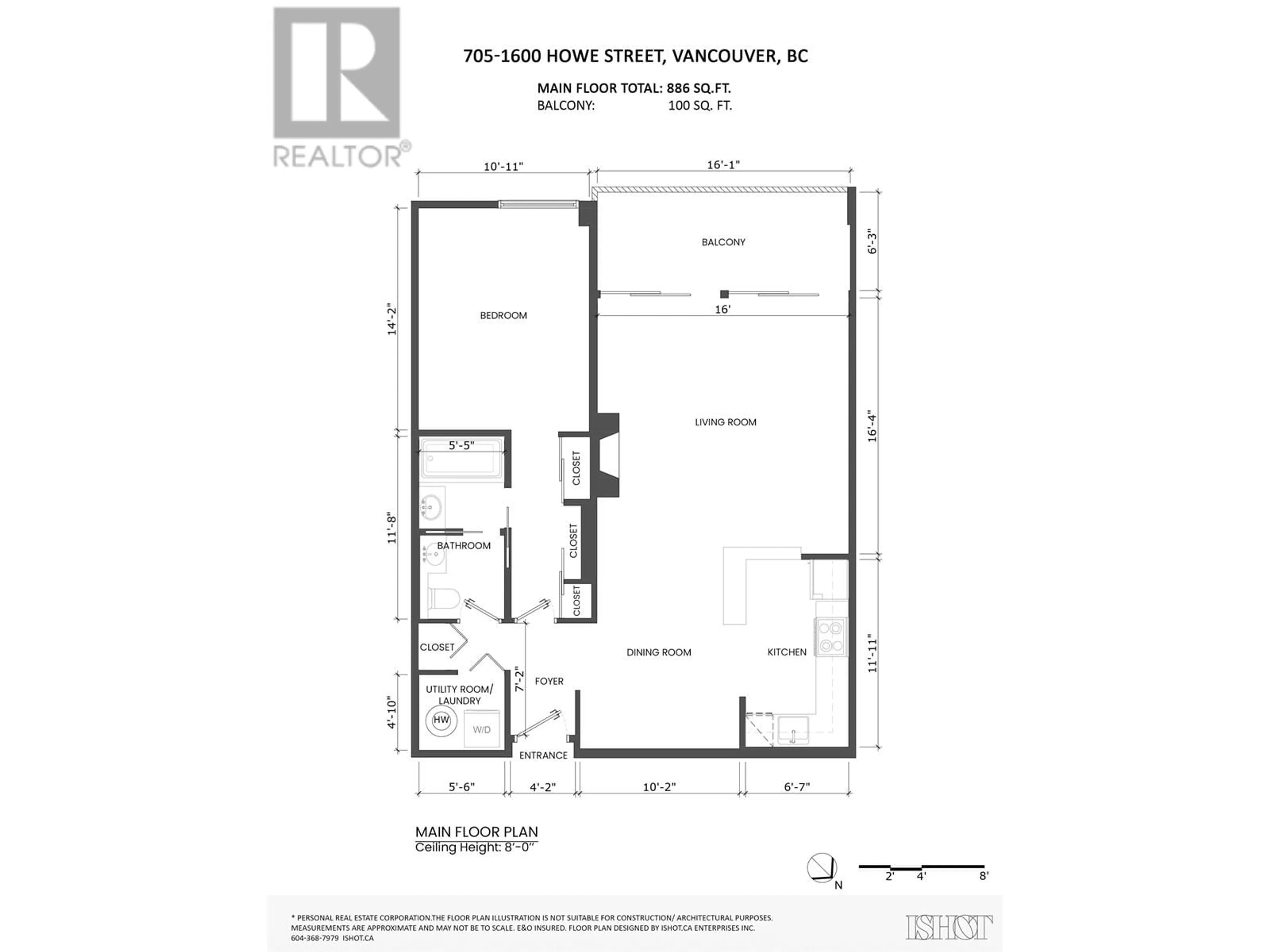Floor plan for 705 - 1600 HOWE STREET, Vancouver British Columbia V6Z2L9