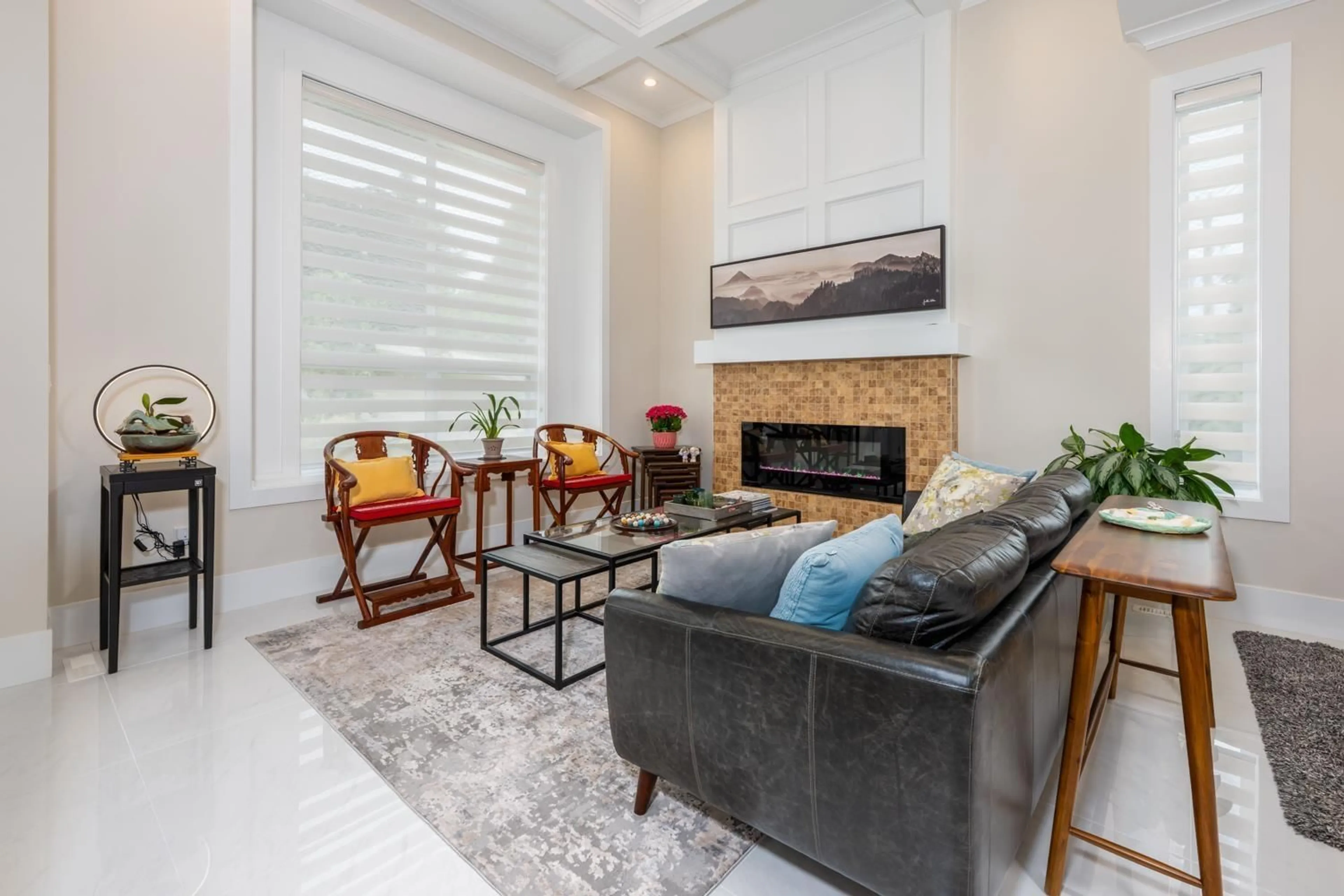 Living room with furniture, ceramic/tile floor for 16796 16A, Surrey British Columbia V3Z0T3
