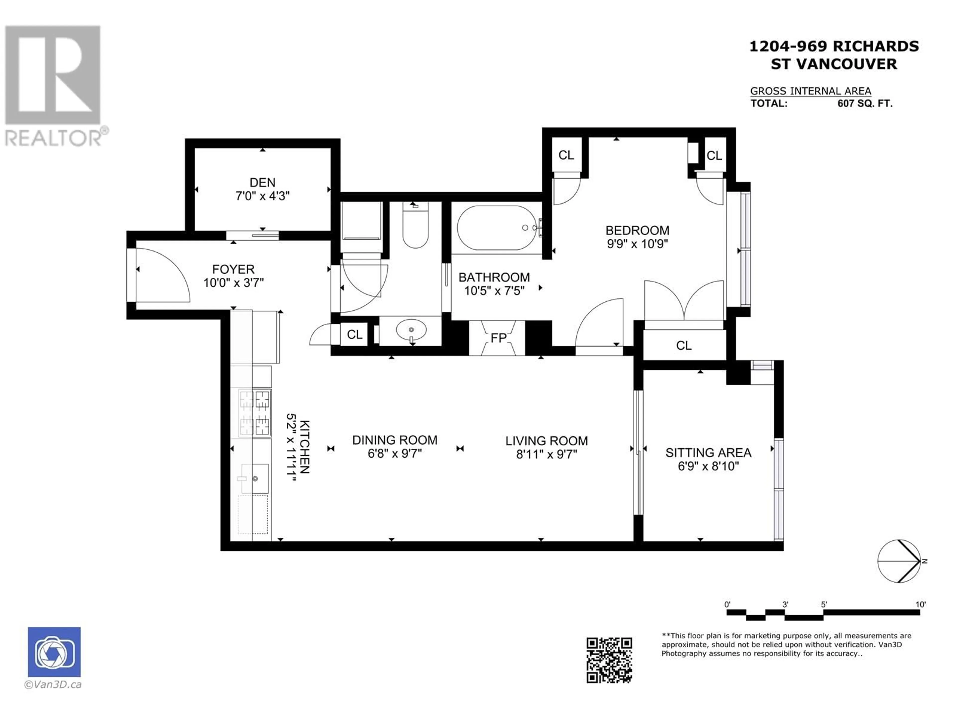 Floor plan for 1204 - 969 RICHARDS STREET, Vancouver British Columbia V6B1A8