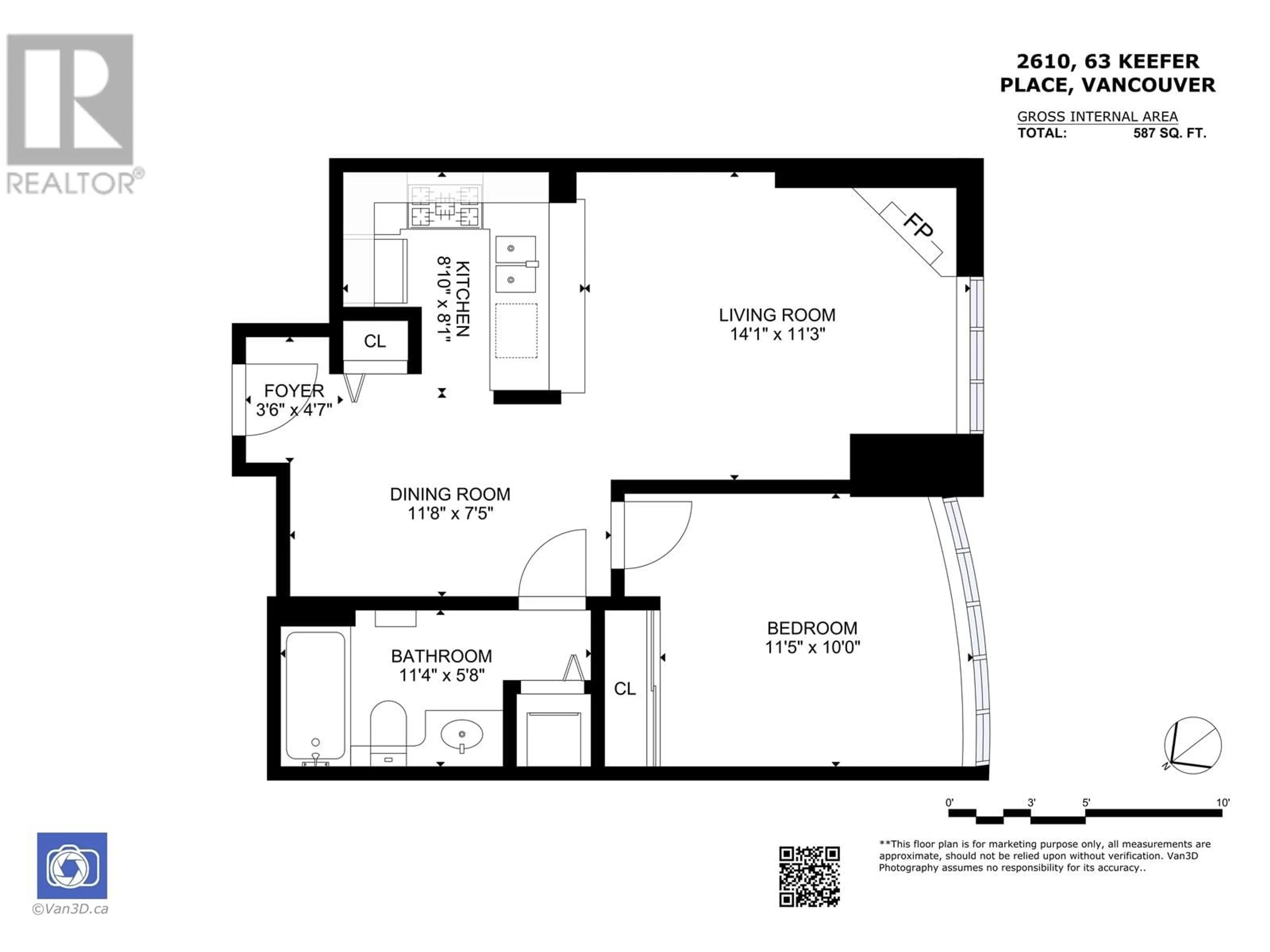 Floor plan for 2610 - 63 KEEFER PLACE, Vancouver British Columbia V6B6N6