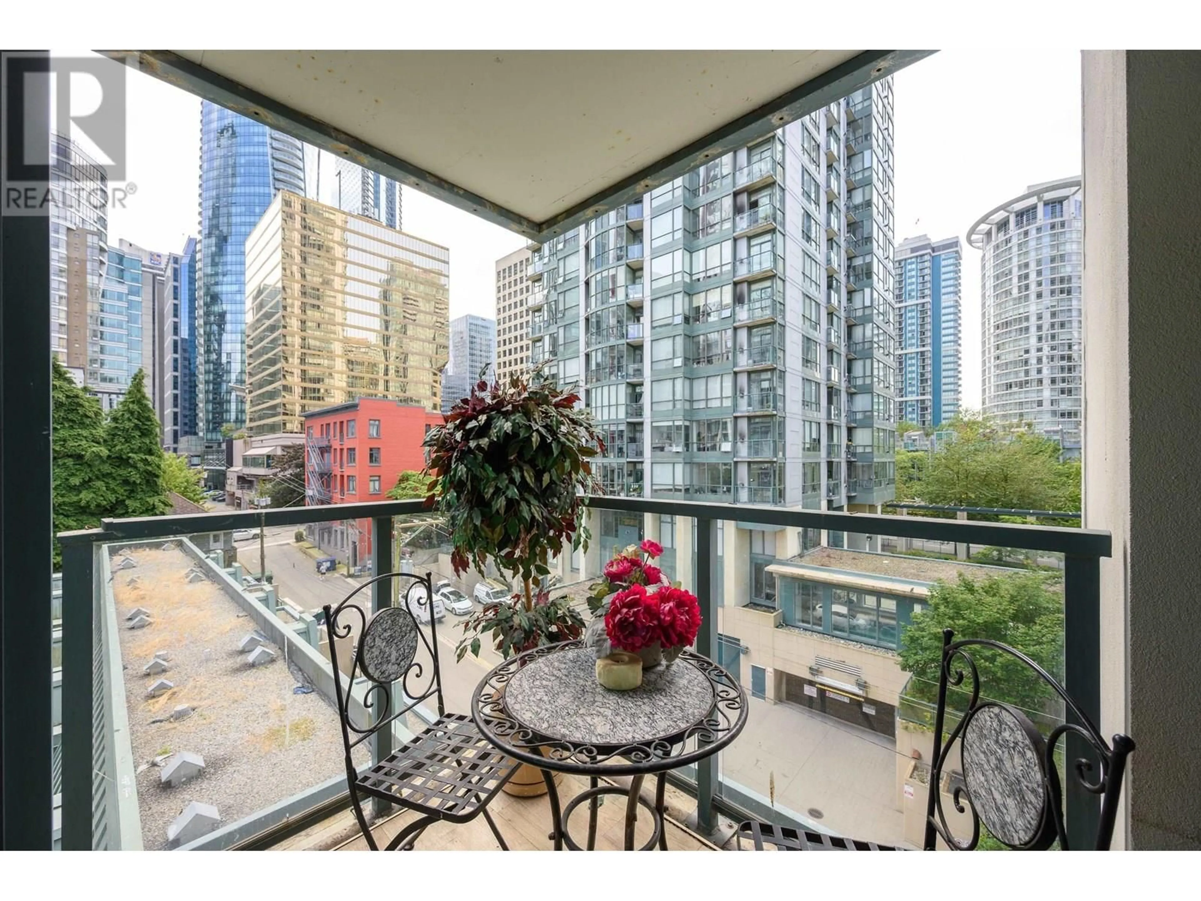 Balcony in the apartment, city buildings view from balcony for 806 - 1238 MELVILLE STREET, Vancouver British Columbia V6E4N2