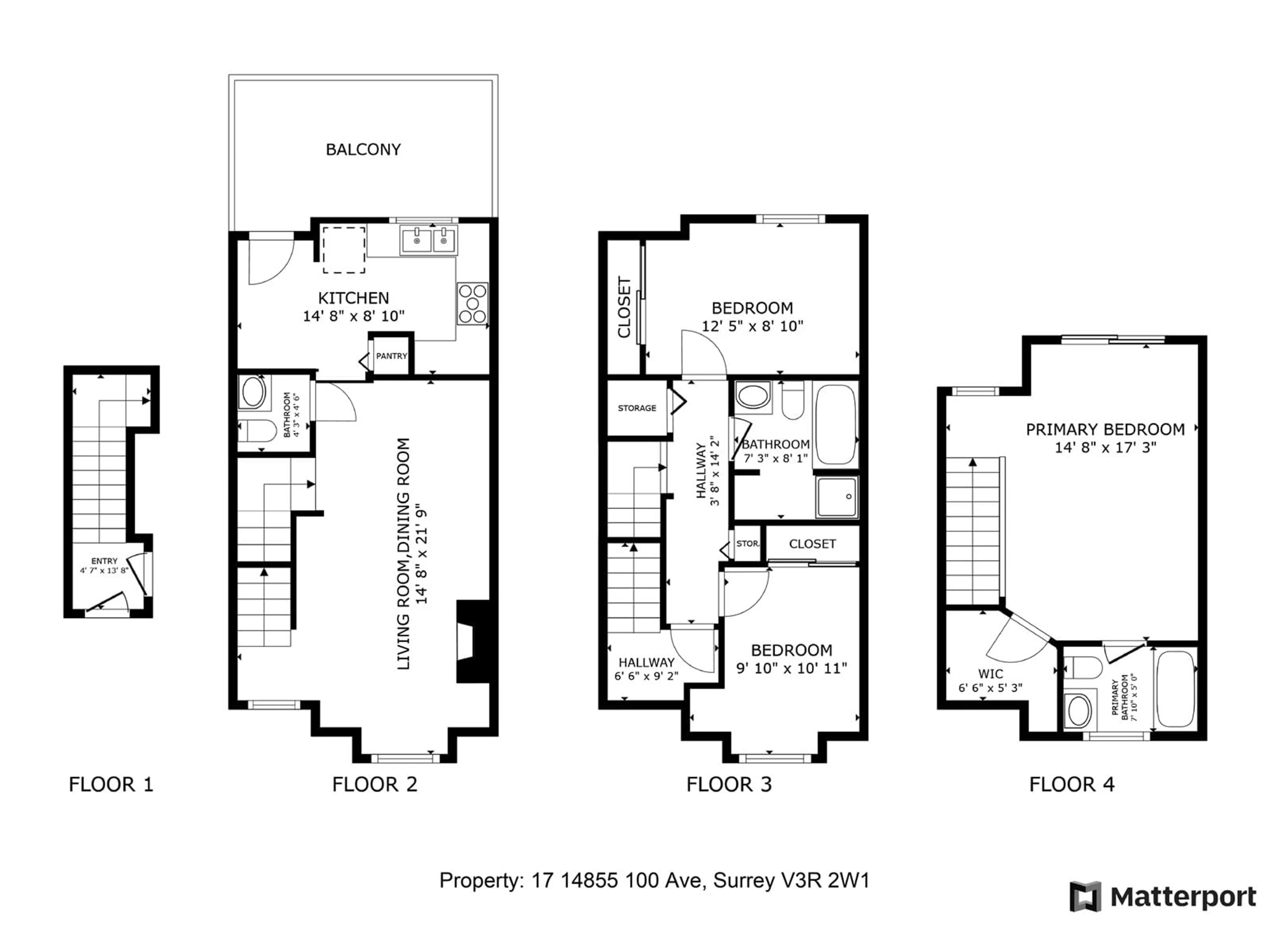 Floor plan for 17 - 14855 100, Surrey British Columbia V3R2W1