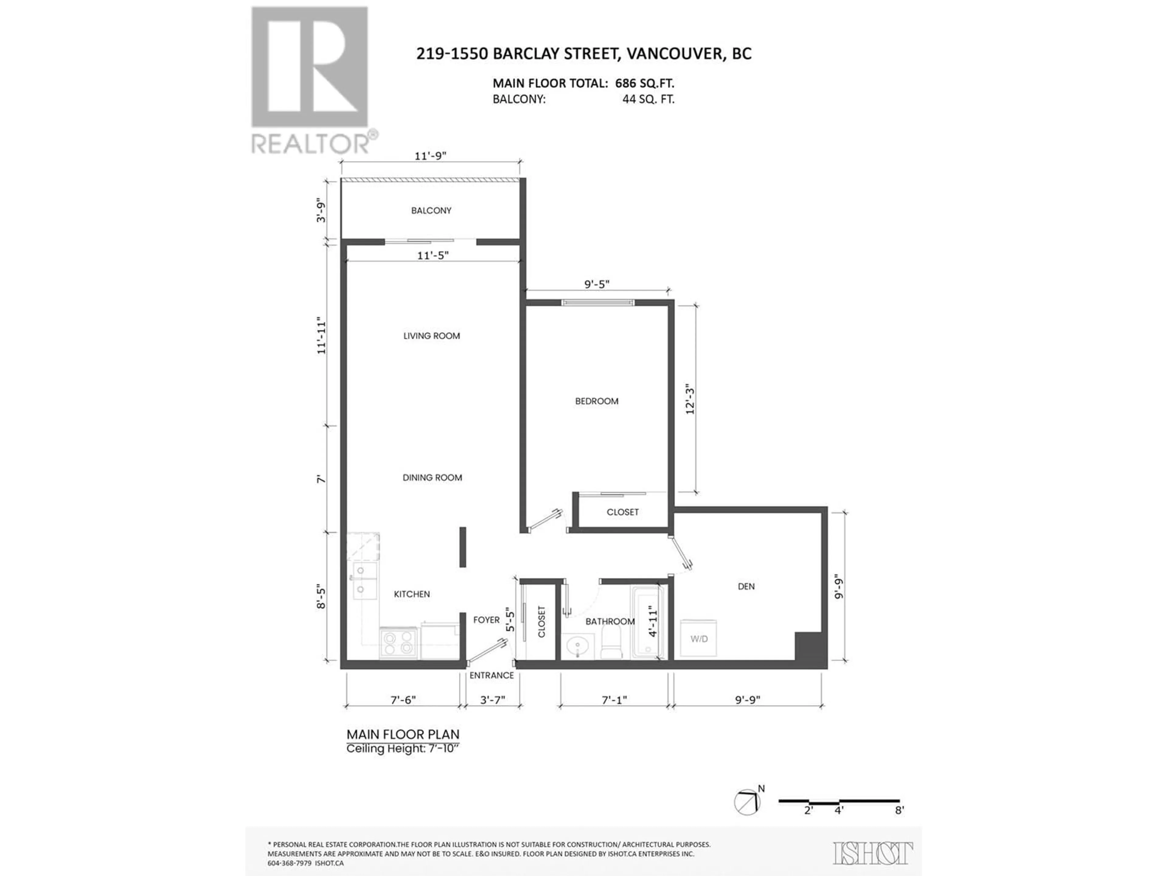 Floor plan for 219 - 1550 BARCLAY STREET, Vancouver British Columbia V6G3B1