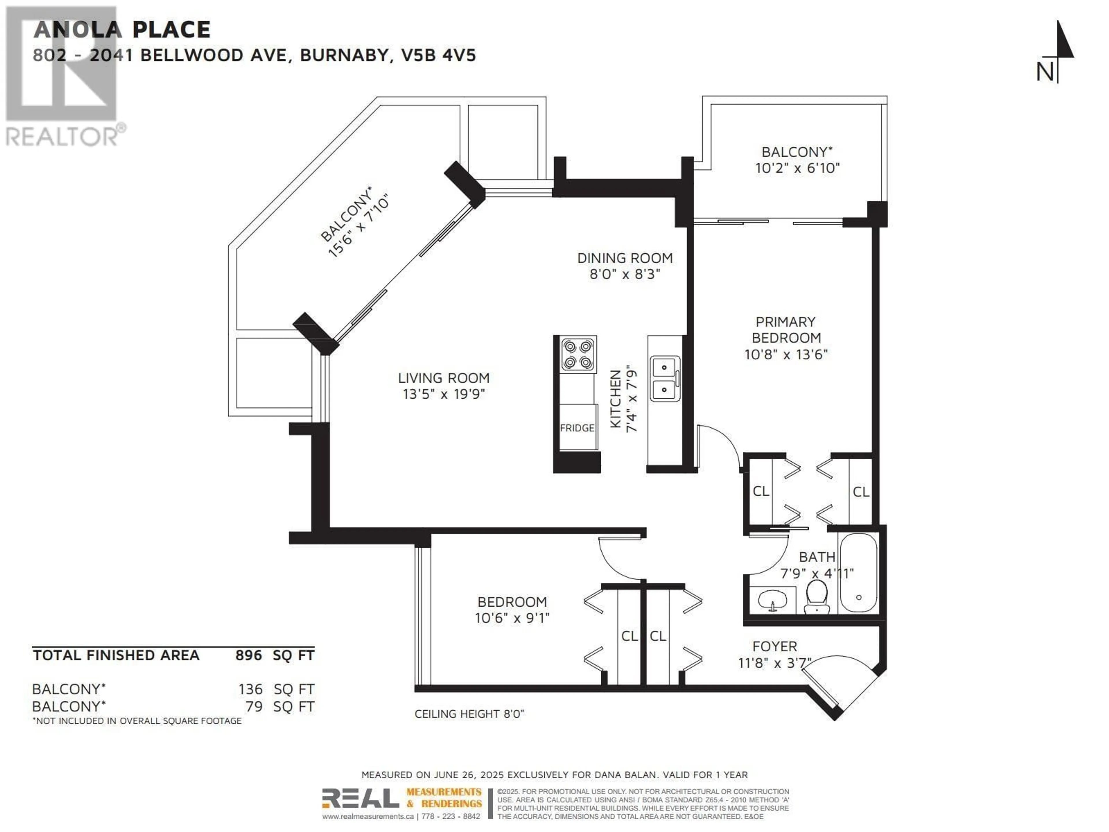 Floor plan for 802 - 2041 BELLWOOD AVENUE, Burnaby British Columbia V5B4V5